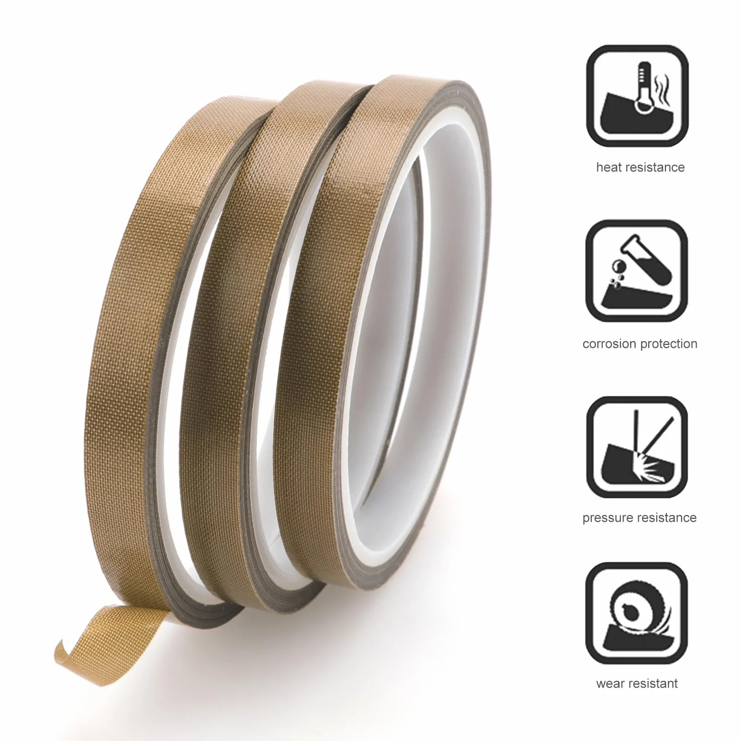 Taśma PTFE 3 Sztuki, Samoprzylepna Wysokotemperaturowa 10mm x 10m do Zgrzewarki