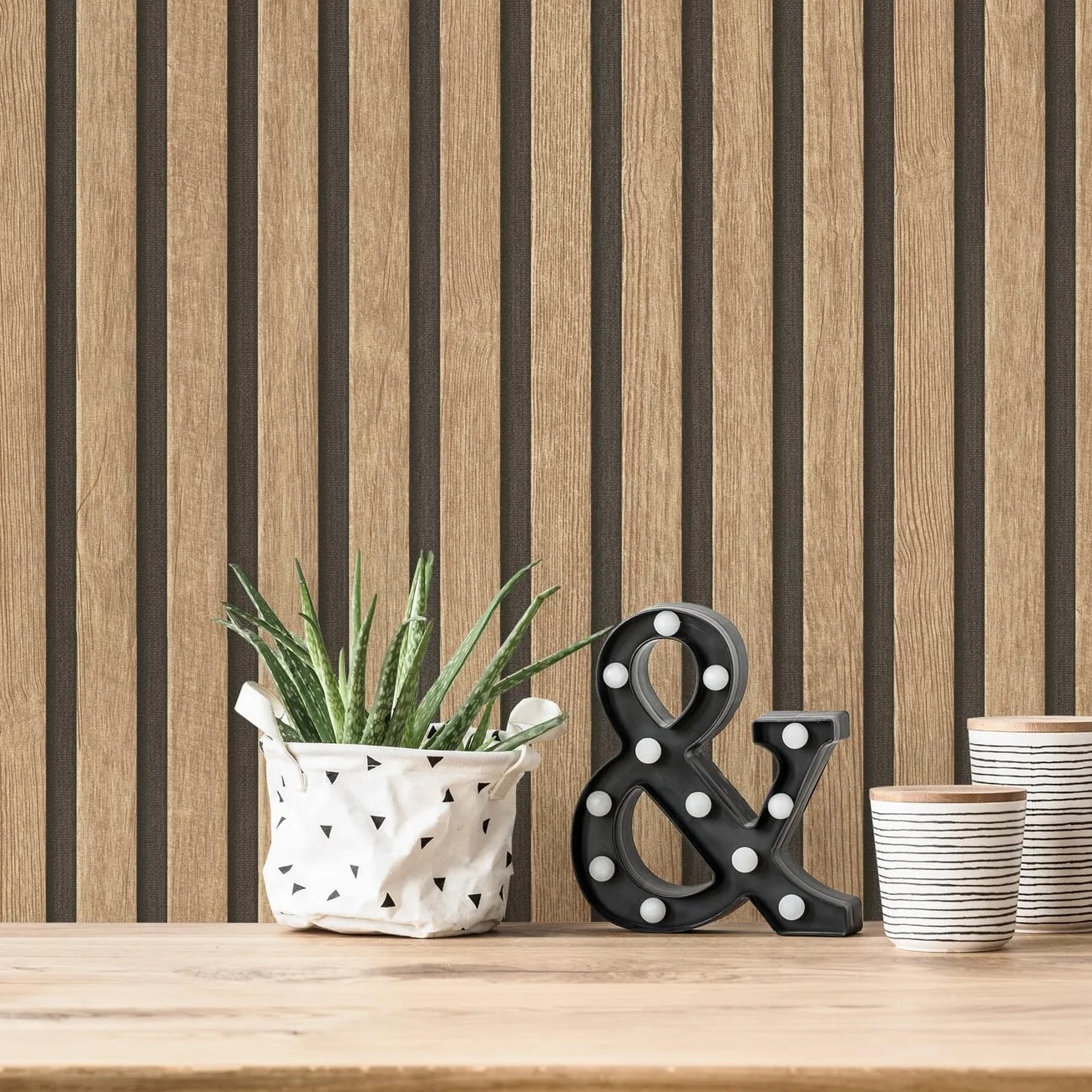 A.S. Création Tapeta o wyglądzie drewna beżowa brązowa PintWalls II 391091 panele akustyczne ściana drewniana 10,05 m x 0,53 m Made in Germany