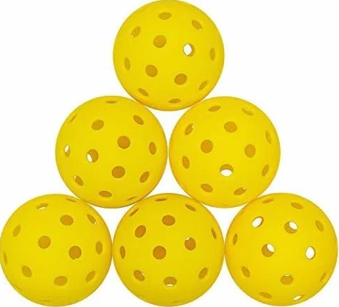 KOFULL Zestaw 6 piłek do piklebla z 40 otworami – 6 sztuk z wielką wytrzymałością, Bounce Meet USAPA Requirement Pickleball Balls Yellow
