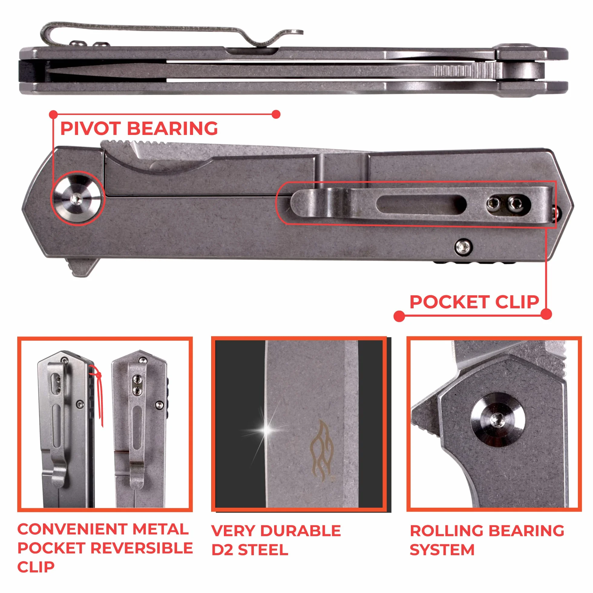 Ganzo FH12 nóż kieszonkowy outdoorowy stal D2 Flipper Lock