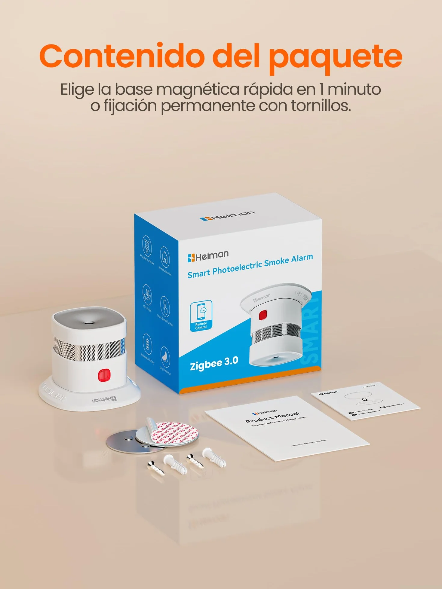 HEIMAN Inteligentny czujnik dymu HS1SA-E Plus Zigbee 3.0 DBI czujnik pożaru fotoelektryczny automatyka domowa ZHA Z2M