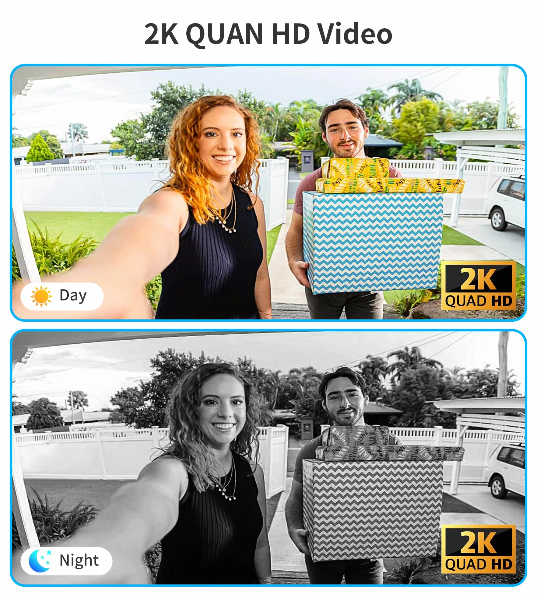 Ankway Dzwonek do drzwi wideo 2K Wi-Fi 145° PIR 2-drożne połączenia wideo wodoszczelny obsługa Alexa