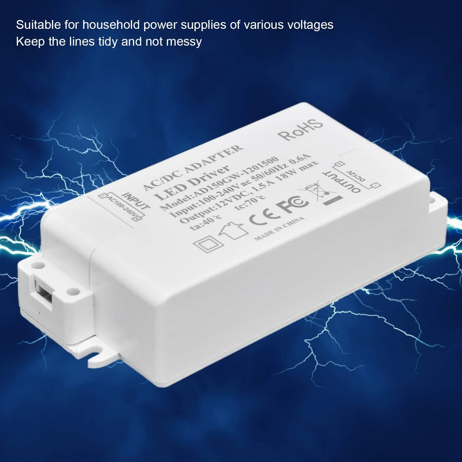 Zasilacz AC 100-240V do DC 12V 1,5A Konwerter Transformator LED do Pasków LED Kamera CCTV
