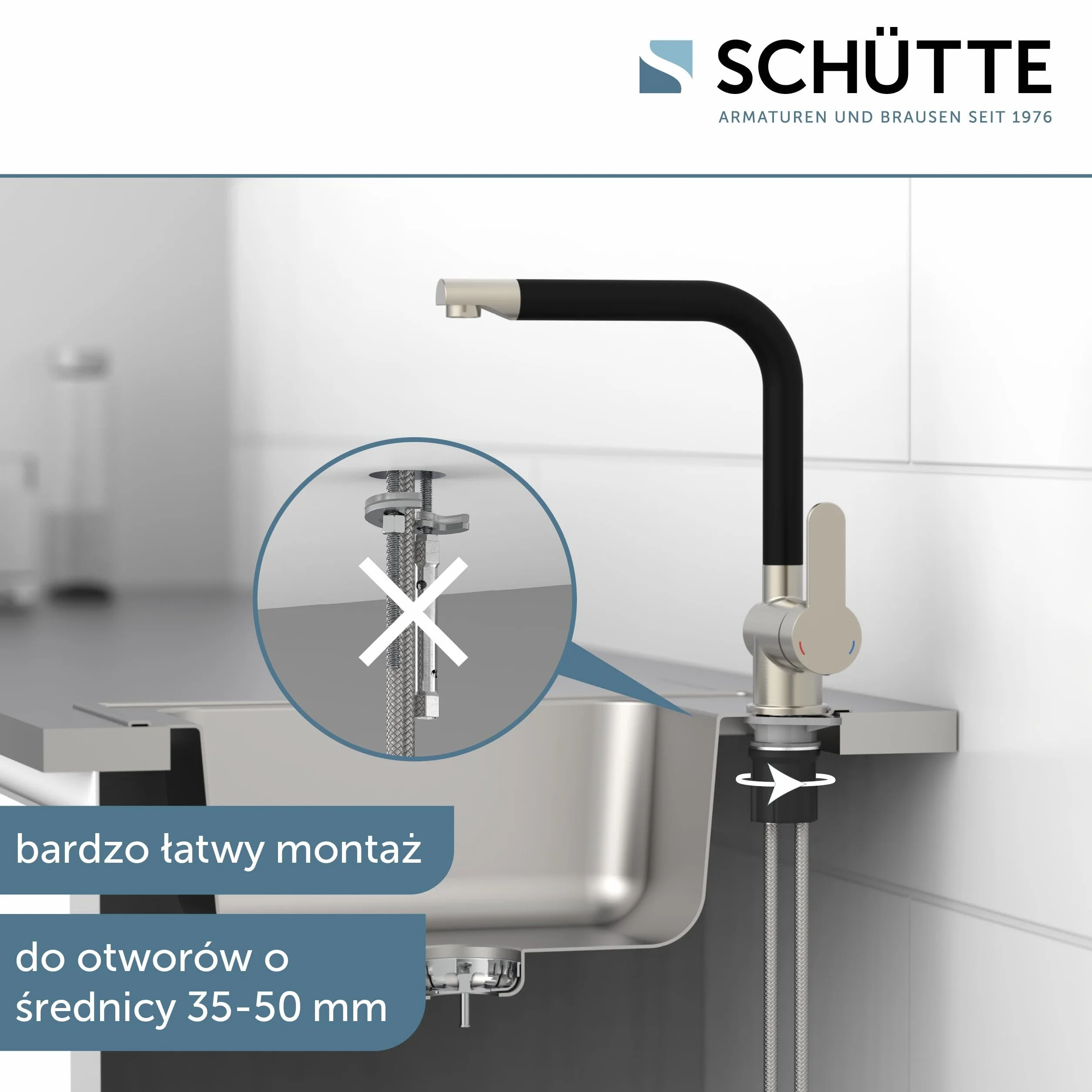Schütte RIO armatura zlewozmywakowa czarny matowy stal szlachetna