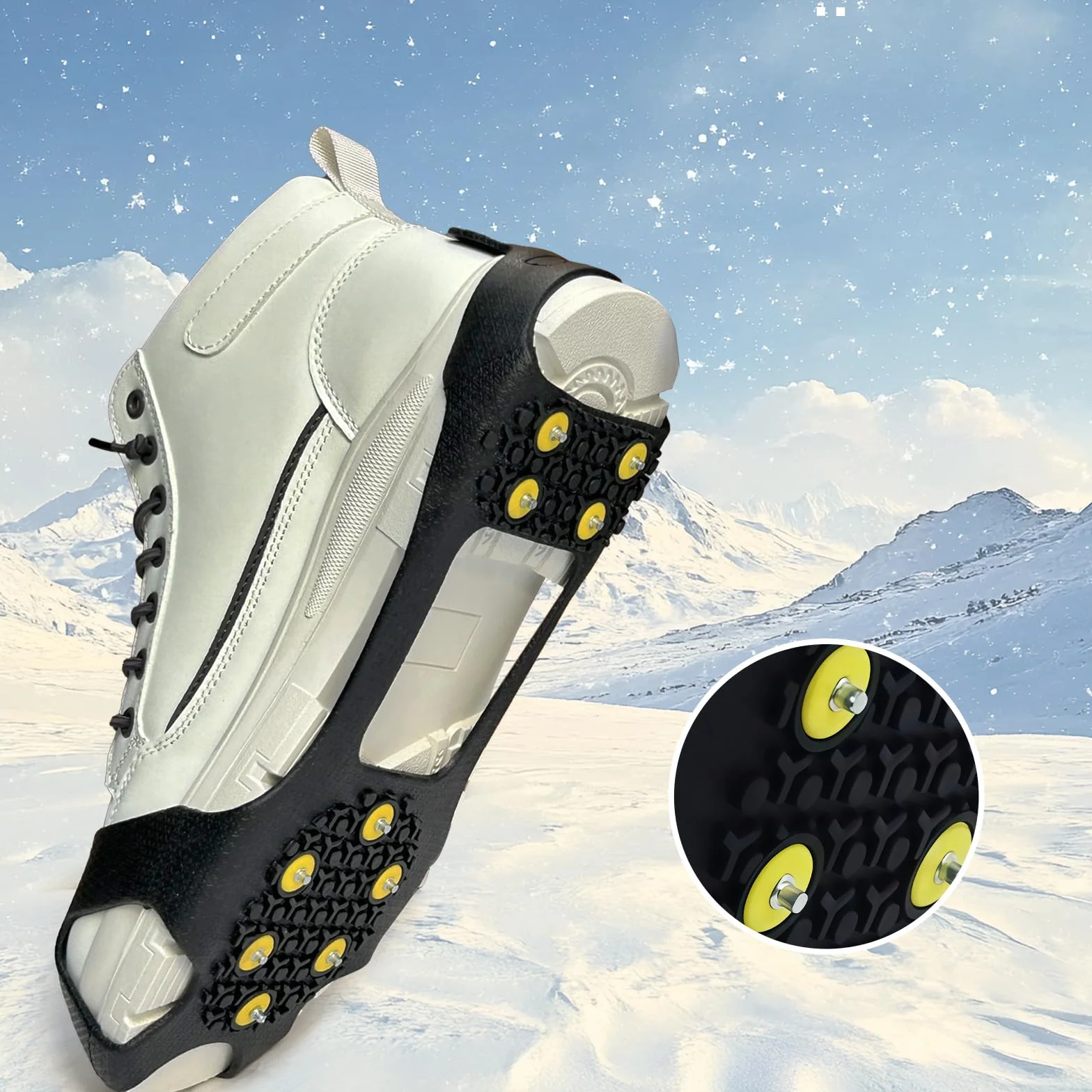 Winter Wise 10 Stud Ice Gripper, antypoślizgowe, uniwersalne, elastyczne kolce śniegowe i lodowe, cęgi (L)