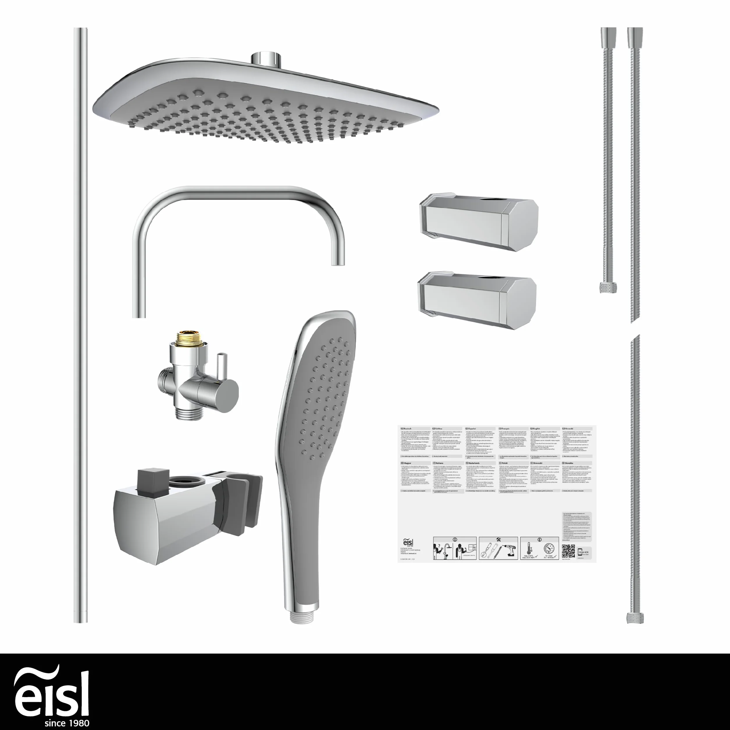 EISL Zestaw prysznicowy Easy Fresh 2 w 1 deszczownica 250x200 mm słuchawka bez armatury