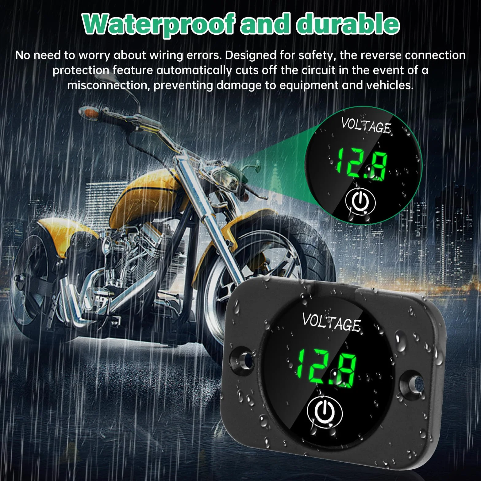 Heemol Cyfrowy Woltomierz LED DC 12 V, 24 V, Miernik Napięcia z Wyświetlaczem Dotykowym, Wodoszczelny, Wielofunkcyjny, Samochody, Łodzie, Motocykle, Kosiarek (Zielony)