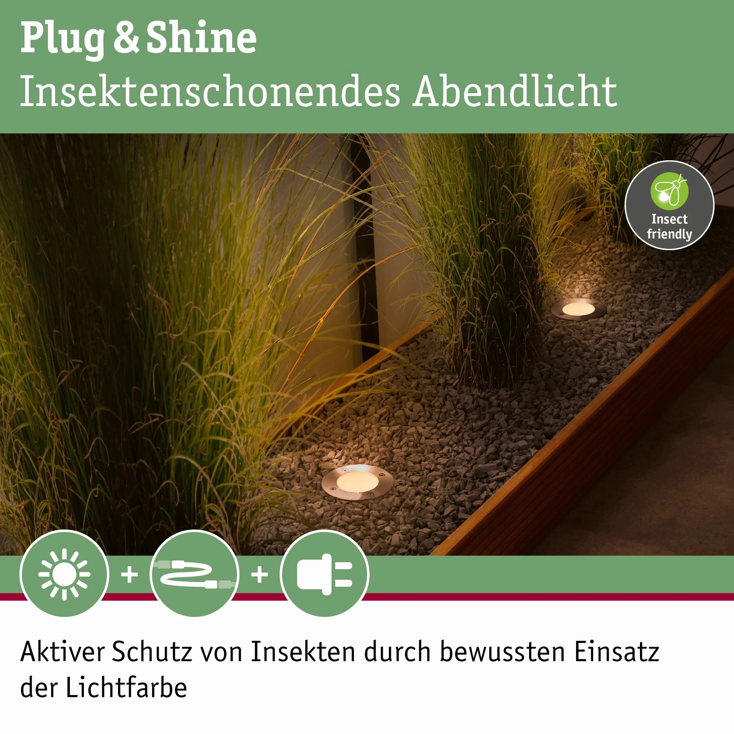 Paulmann 94716 Plug & Shine oprawa zewnętrzna LED oprawa dogruntowa Floor przyjazna owadom IP67 2200K 4,5W Antracyt okrągła złote światło metal