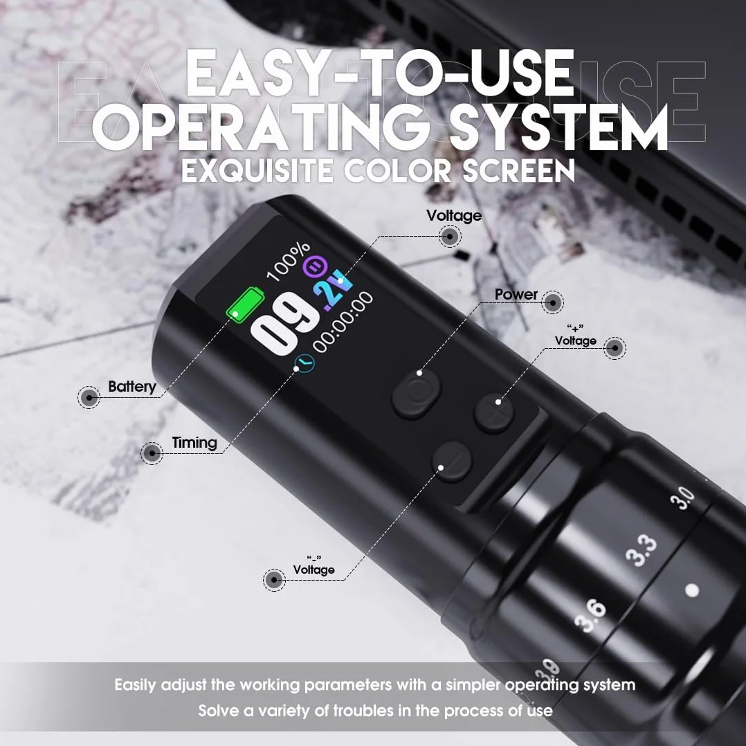 Mast Fold2 Pro Wireless Tattoo Machine Pen Rotary Cordless Tattoo Gun 7 Strokes Length 2000mAh Battery Powerful Motor by Mcore RCA Connector for Pro Artists