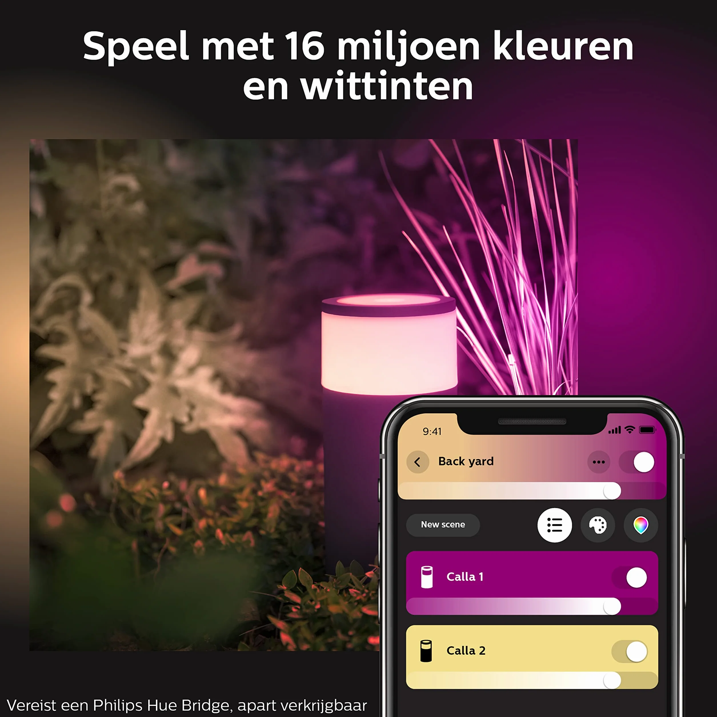 Philips Hue Calla White and Color Ambiance Zewnętrzna lampa stojąca LED, 16 mln kolorów, ściemnialna, sterowanie aplikacją
