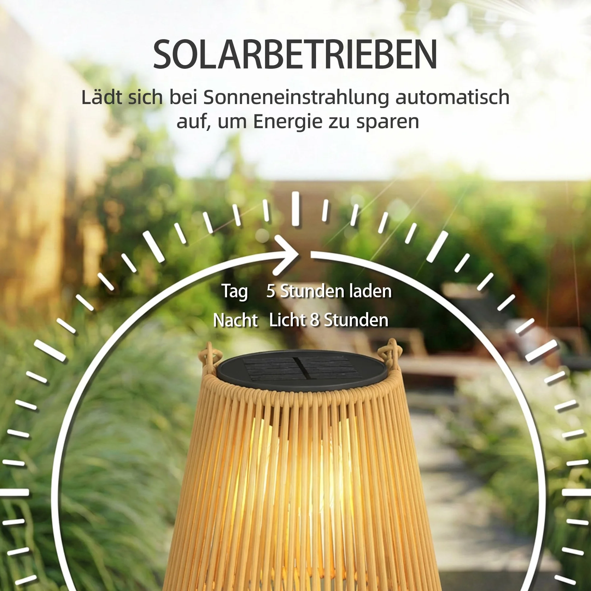 Outsunny Solarna lampa stojąca zestaw 2 szt. rattanowa IP44 wodoszczelna do ogrodu