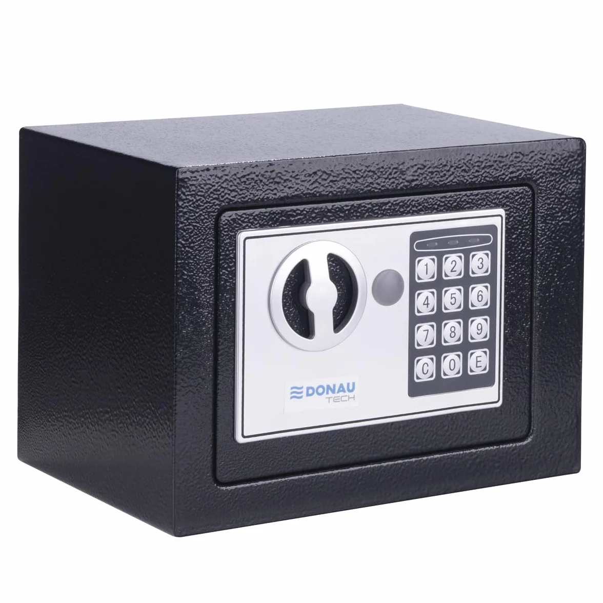 DONAU TECH cyfrowy mini sejf 4,6 l / 23 x 17 x 17 cm, ręczny elektroniczny, mały sejf do mebli, z cyfrowym hasłem i 2 kluczami bezpieczeństwa, czarny