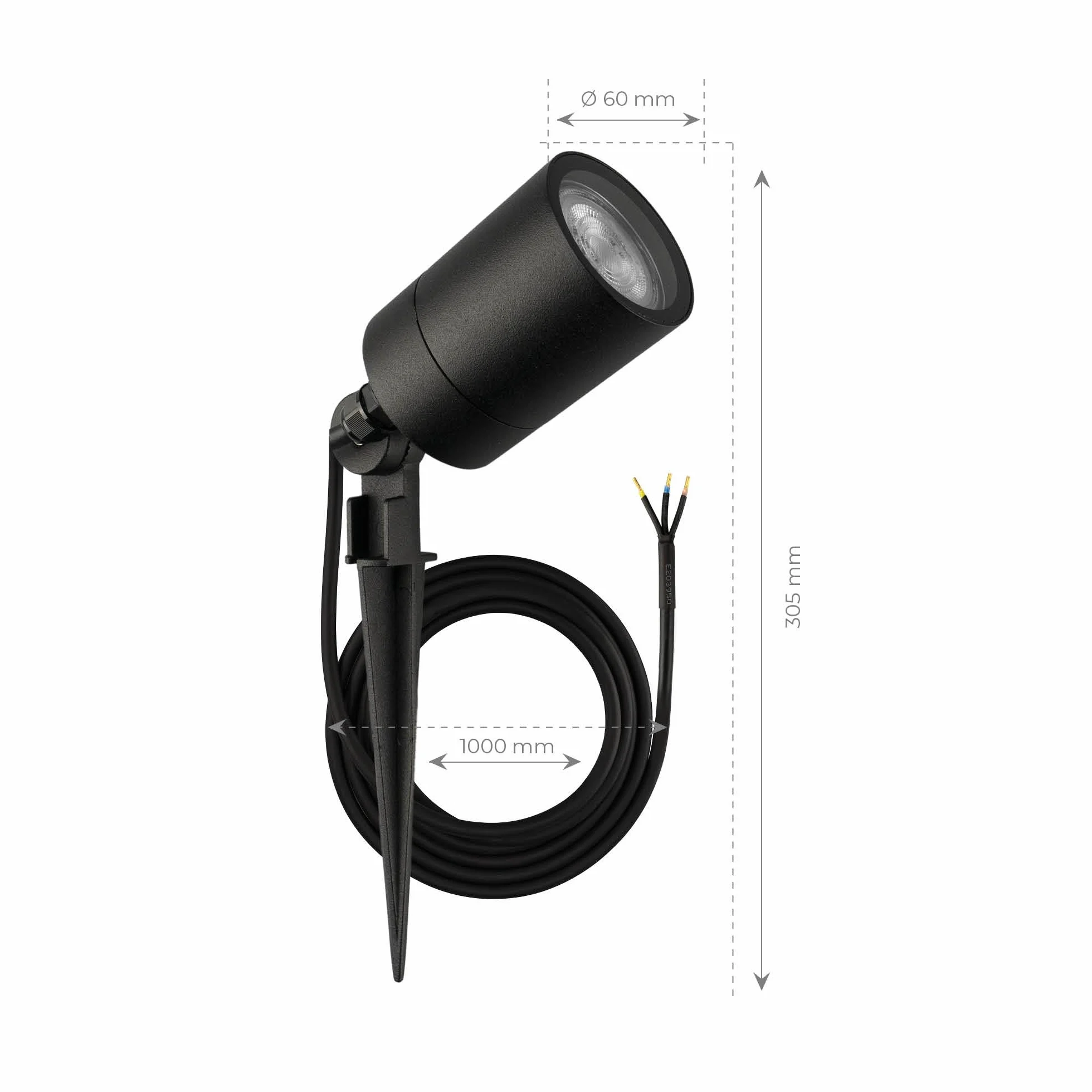 Ledvion Lampa ogrodowa LED GU10 5W IP65 czarna reflektor z kolcem ziemnym