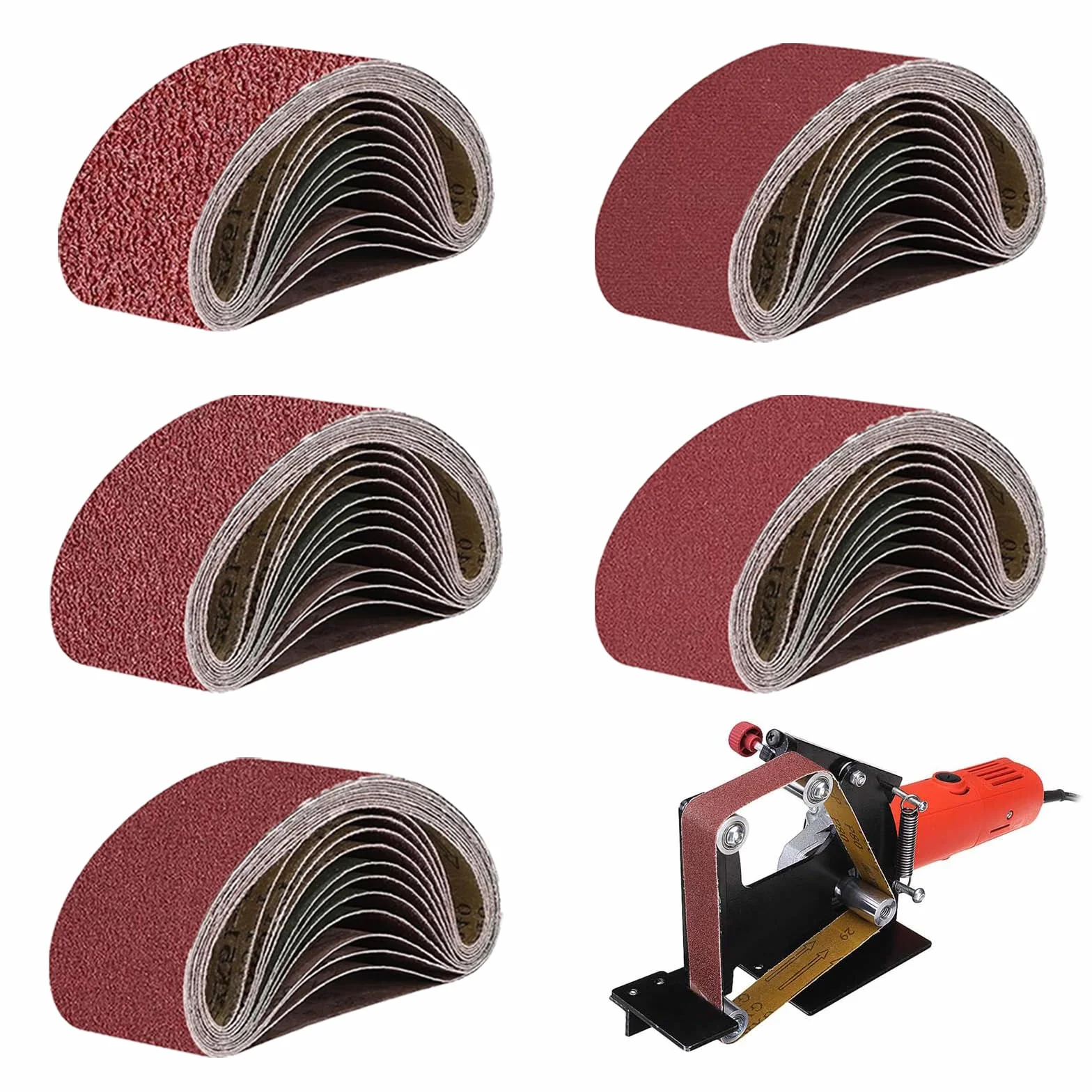 Taśmy ścierne 75 x 533 mm 20 sztuk Mixpack 80/120/150/240/400 do szlifierki taśmowej
