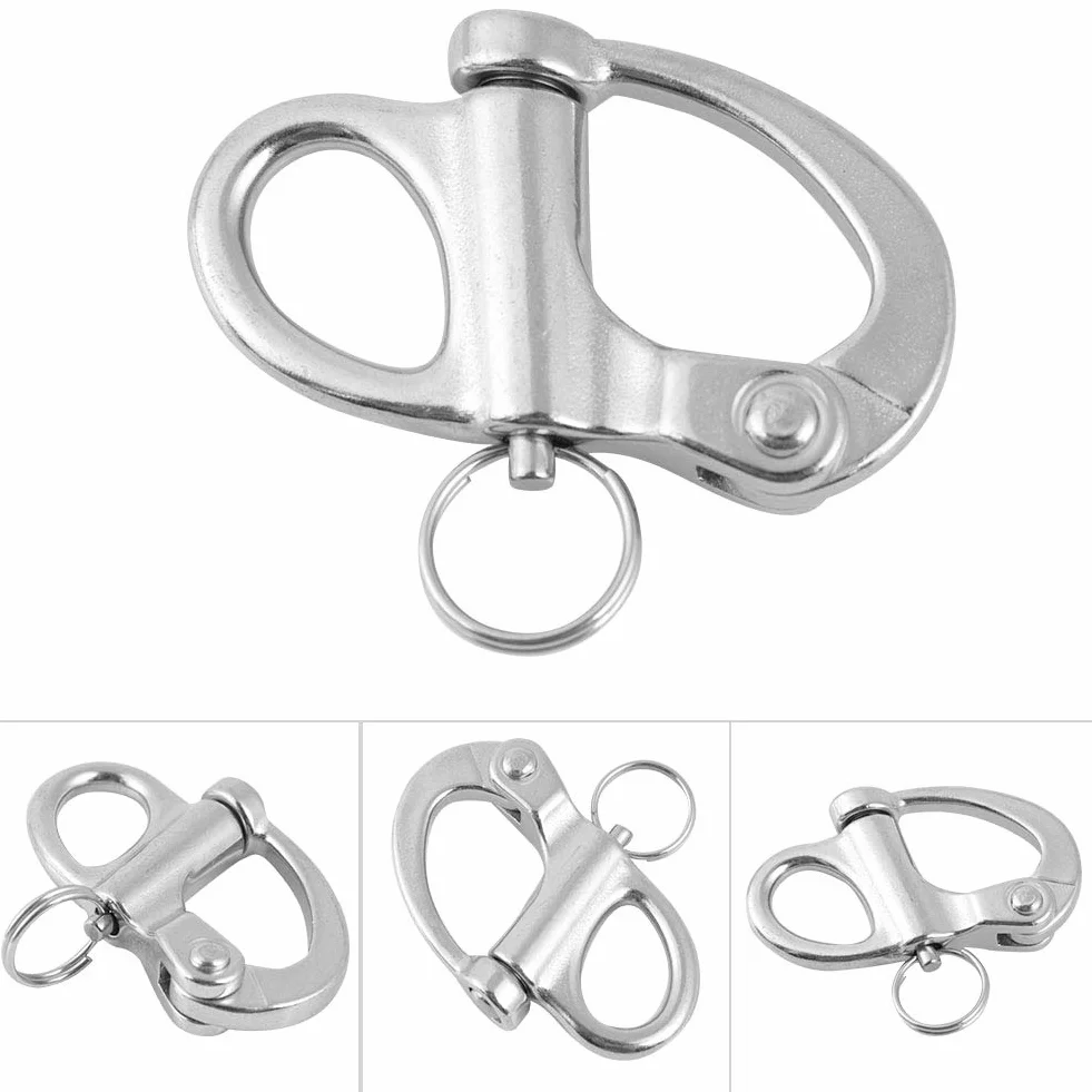 Quick Release Clasp, Marine Boat Rigging Stainless Steel Fixed Snap Shackle Quick Release With Round Ring, Boat Shackle Rigging Snap