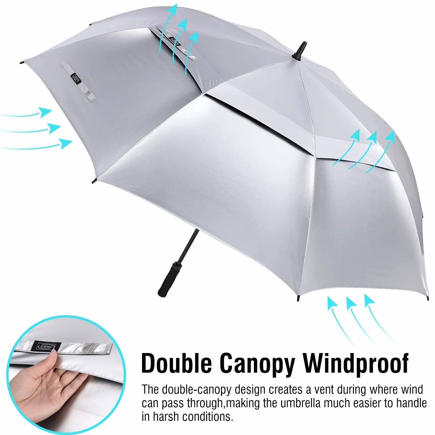 G4Free 46/54/62/68/72/80 cali ochrona przed promieniowaniem UV wiatroszczelny parasol przeciwsłoneczny i parasol golfowy automatycznie otwierany podwójny baldachim wentylowany duży rozmiar dla