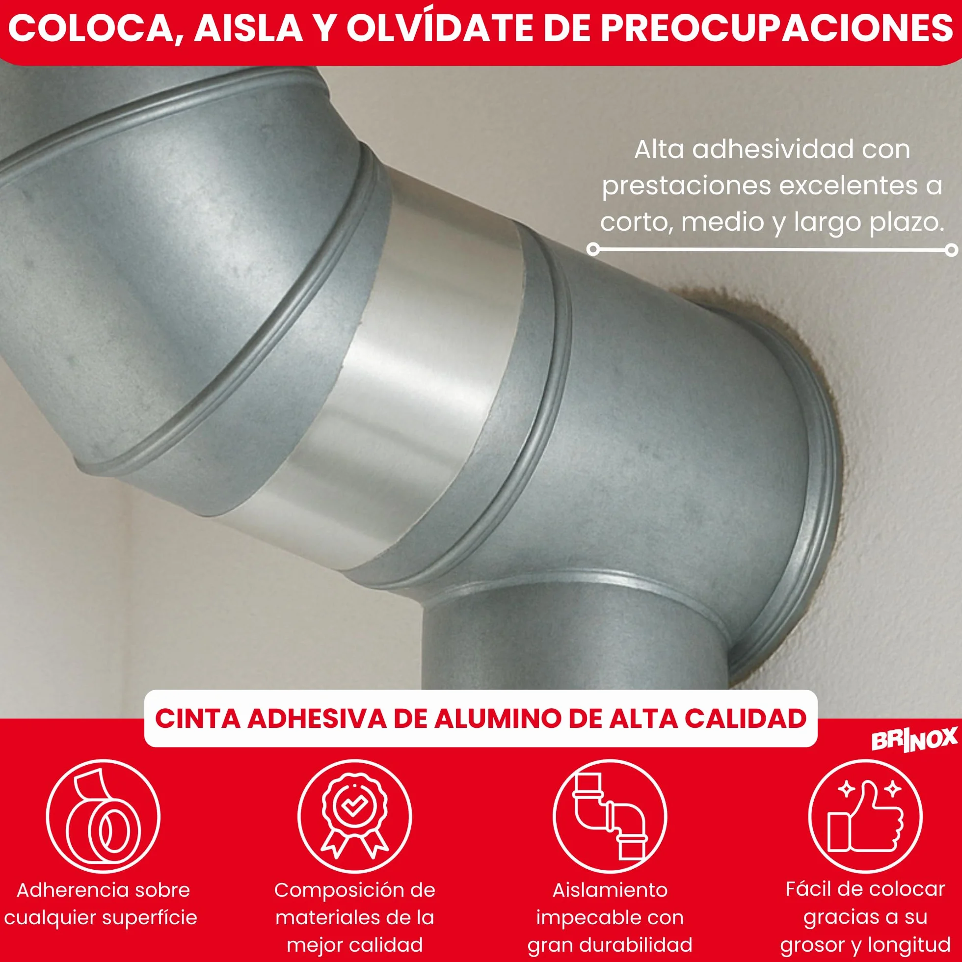 Taśma klejąca aluminiowa B61400B biała BRINOX