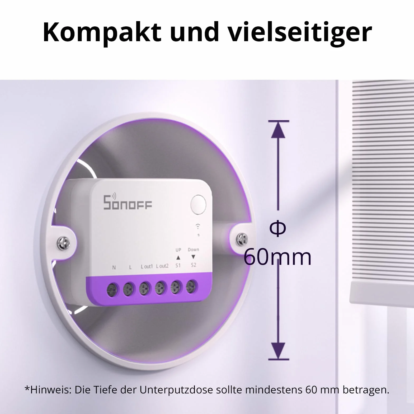 SONOFF Matterowy Przełącznik do Rolet MINI-RBS, 2,4 GHz Wi-Fi, Miniaturowy Rozmiar, Sterowanie Procentowe, Obsługa Alexa/Google Home/HomeKit/Home Assistant, Wymagany Przewód Neutralny, 1 Sztuka