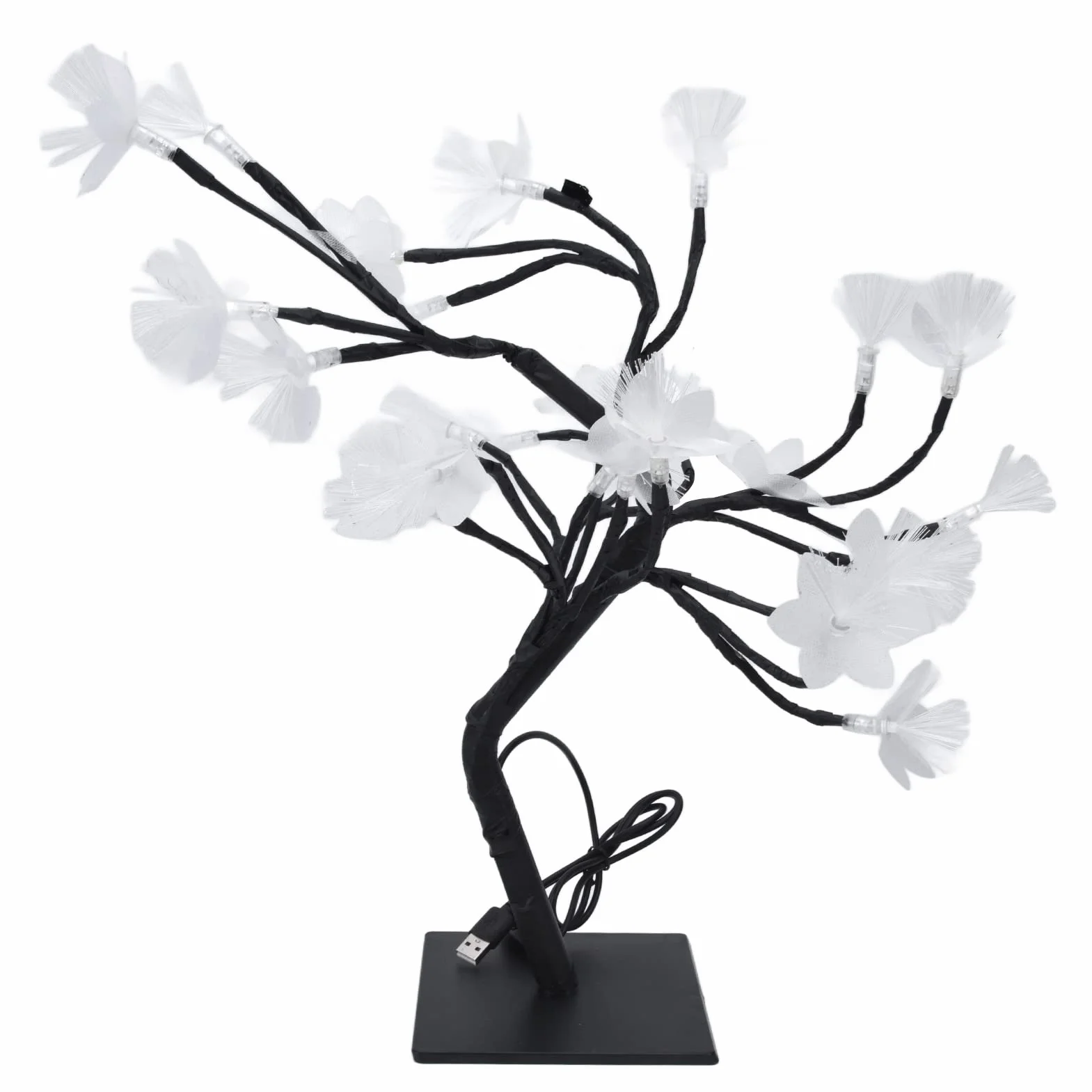 Światłowodowa Drzewna Bonsai 24LED USB Symulacja Kwiat Światło Dekoracji Sypialni