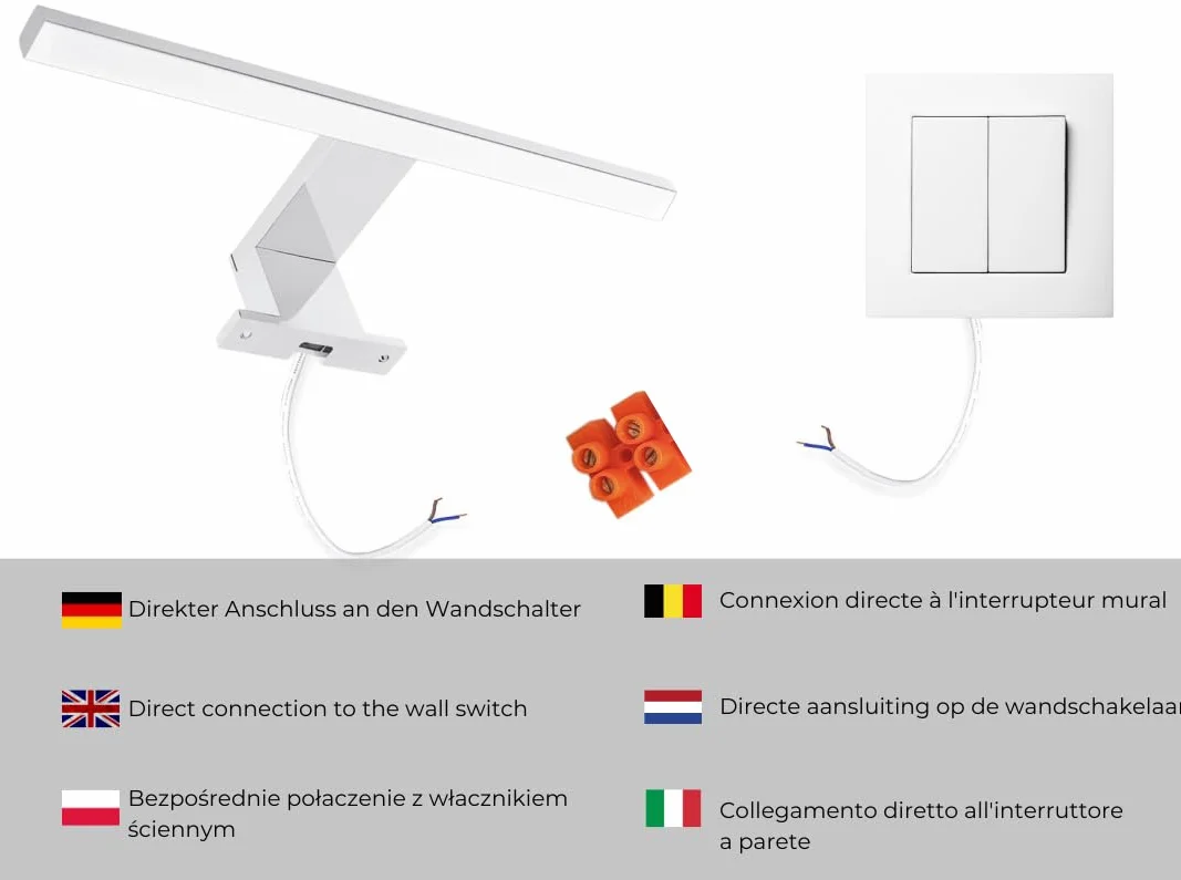 Lampa Łazienkowa LED 40 cm IP44 4000K Neutralna Biel 230V 250lm Chrom
