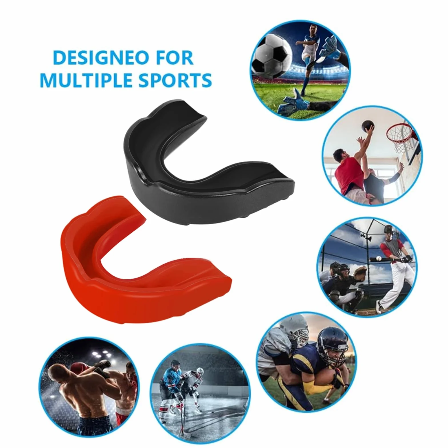 Flintronic Sportowy ochraniacz na zęby dla dorosłych, 2 szt. Sportowy ochraniacz na zęby do sztuk walki, MMA, boks, kickboxing, hokej, piłki nożnej (czarny czerwony)