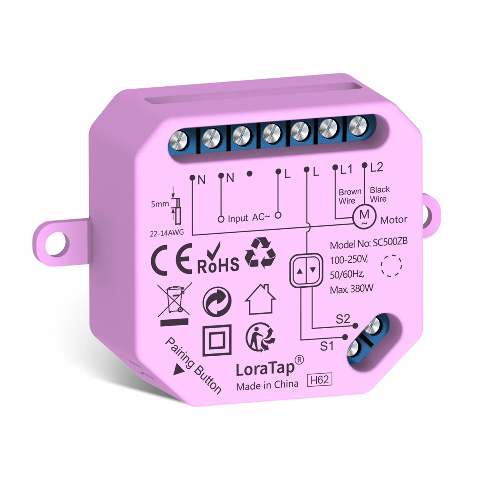 LoraTap ZigBee przełącznik rolety: do rolet, żaluzji, markiz, sterowanie inteligentnym domem, kompatybilny z Alexa, wymaga LoraTap ZigBee Hub, 380 W