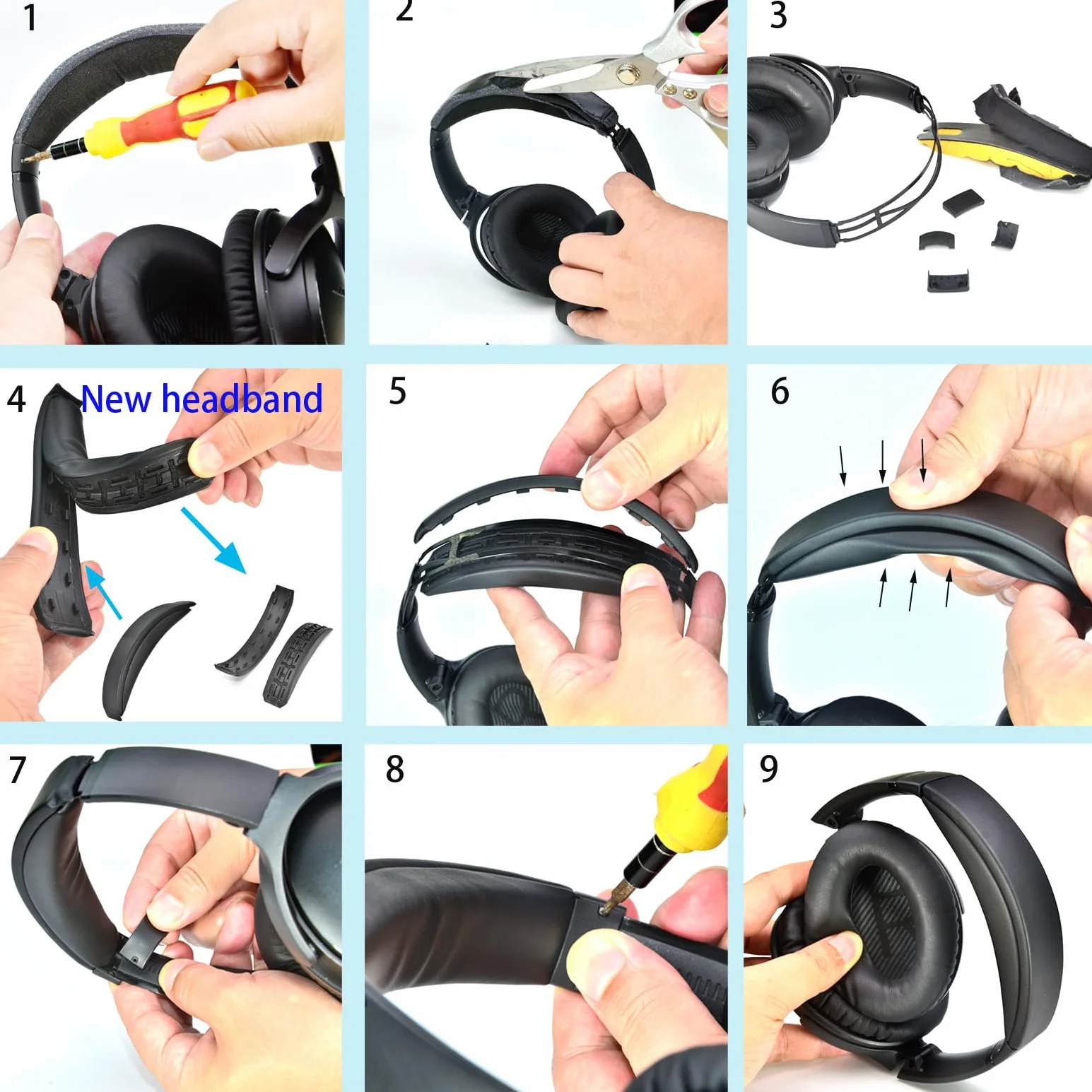 JOYSOG Quietcomfort 45 opaska na głowę zamiennik do QC35 QC35II QC45 QC SE szary