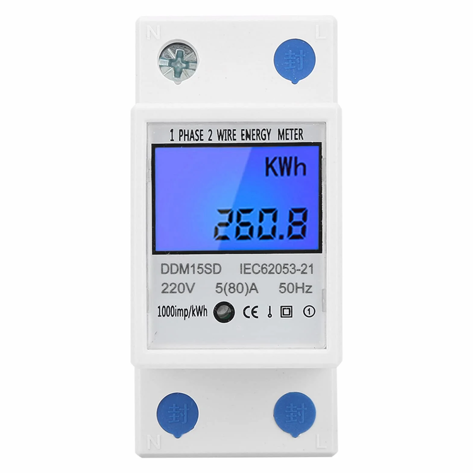 Elektroniczny licznik energii KWh 5-80A DDM15SD Cyfrowy wyświetlacz LCD Jednofazowy