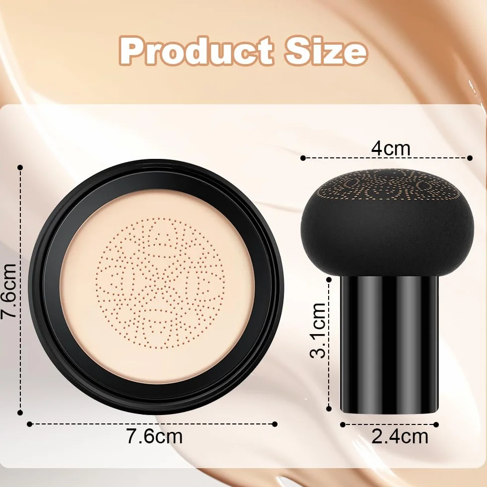 Poduszka powietrzna z głową grzyba CC Cream, Beauty Mushroom, kremowa poduszka powietrzna, podkład, korektor, krem BB, nawilżający, rozjaśniający, równomierny odcień skóry (kość słoniowa)
