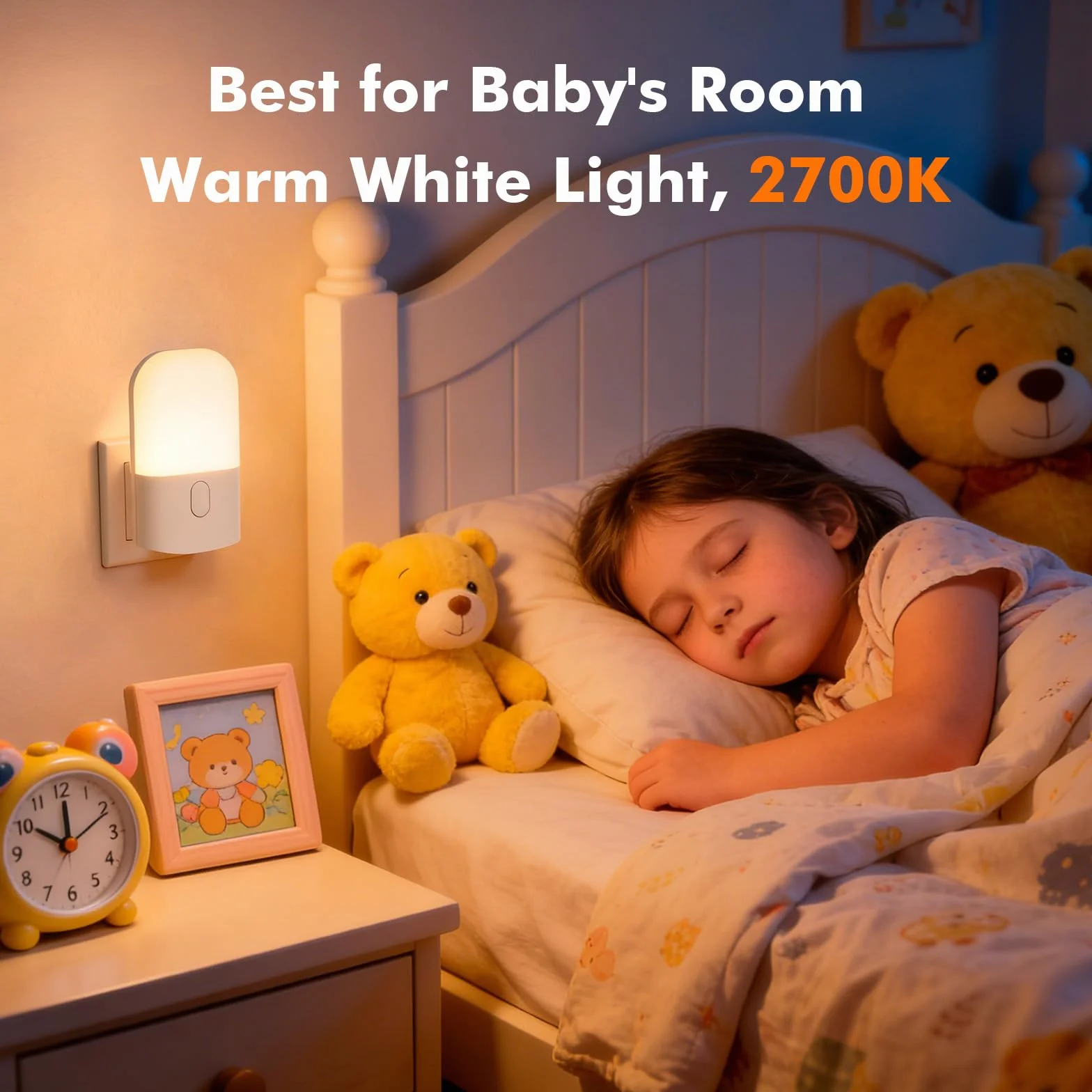 GRIFEMA GD101-1 Lampka nocna dla dzieci 3 poziomy jasności czujnik światła 2700K ciepła biel