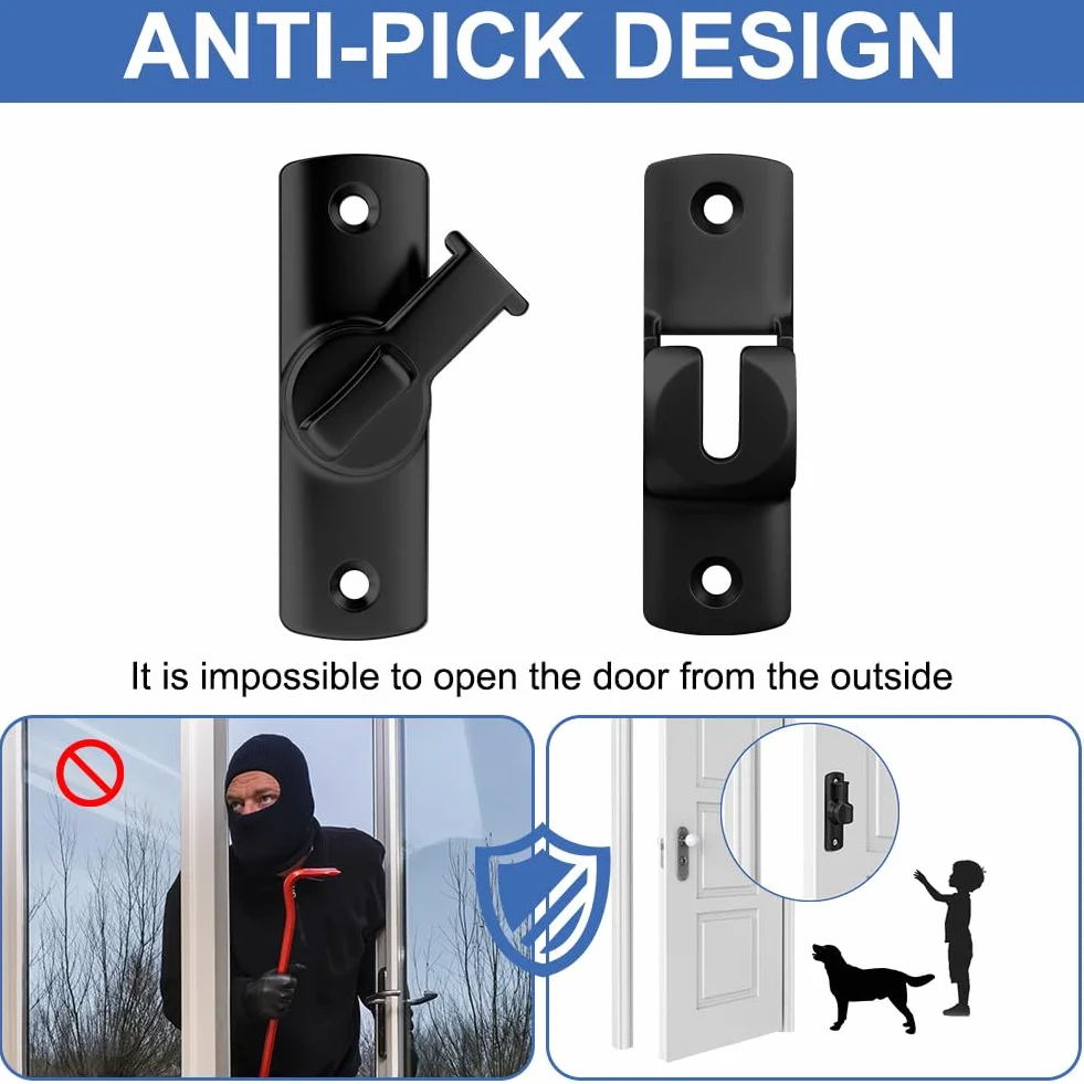 Zatrzask do drzwi przesuwnych ze stopu aluminium, blokada 90/180 stopni, 2 szt