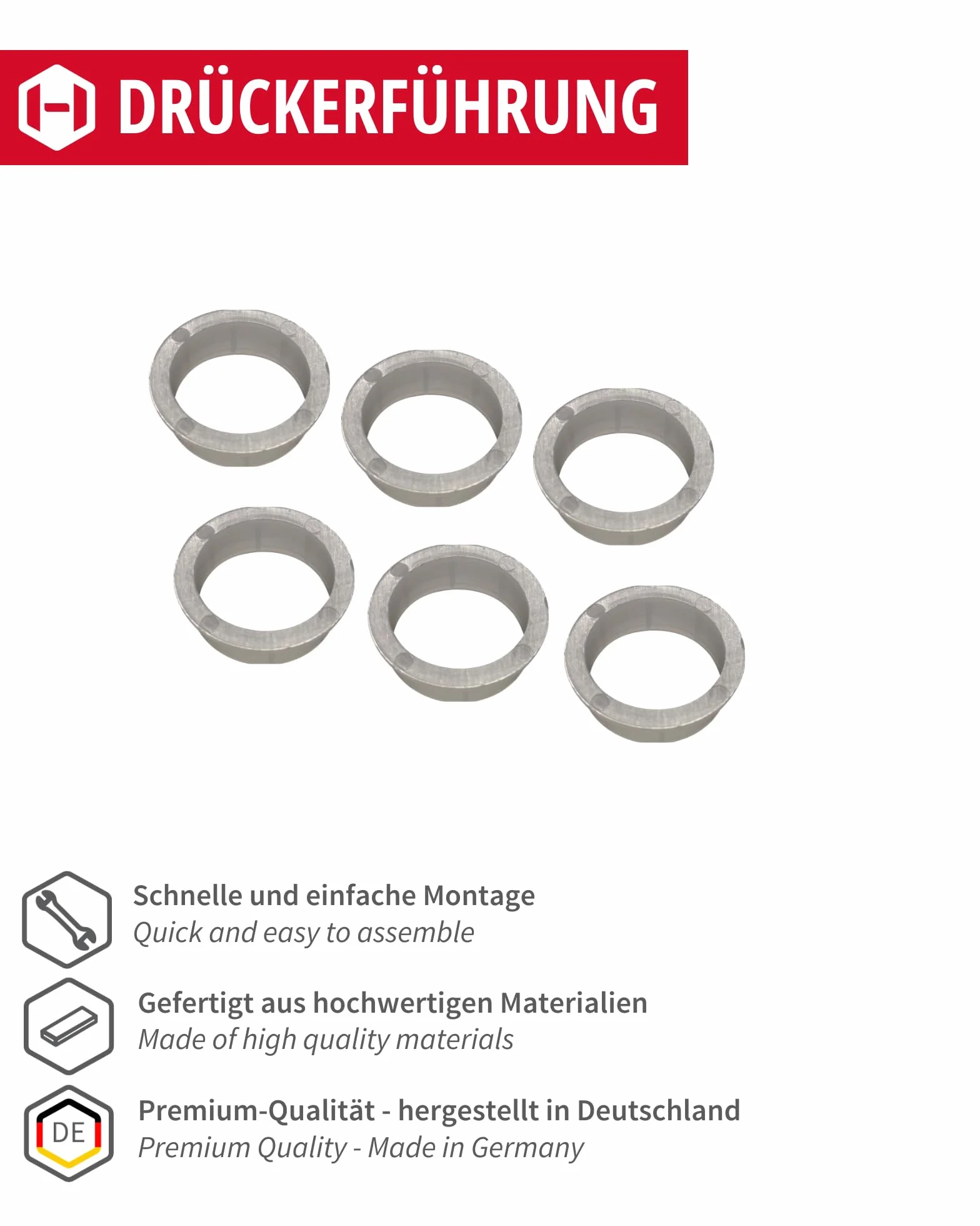 JUVA Prowadnica klamki 18 mm, biały pierścień, 6 sztuk