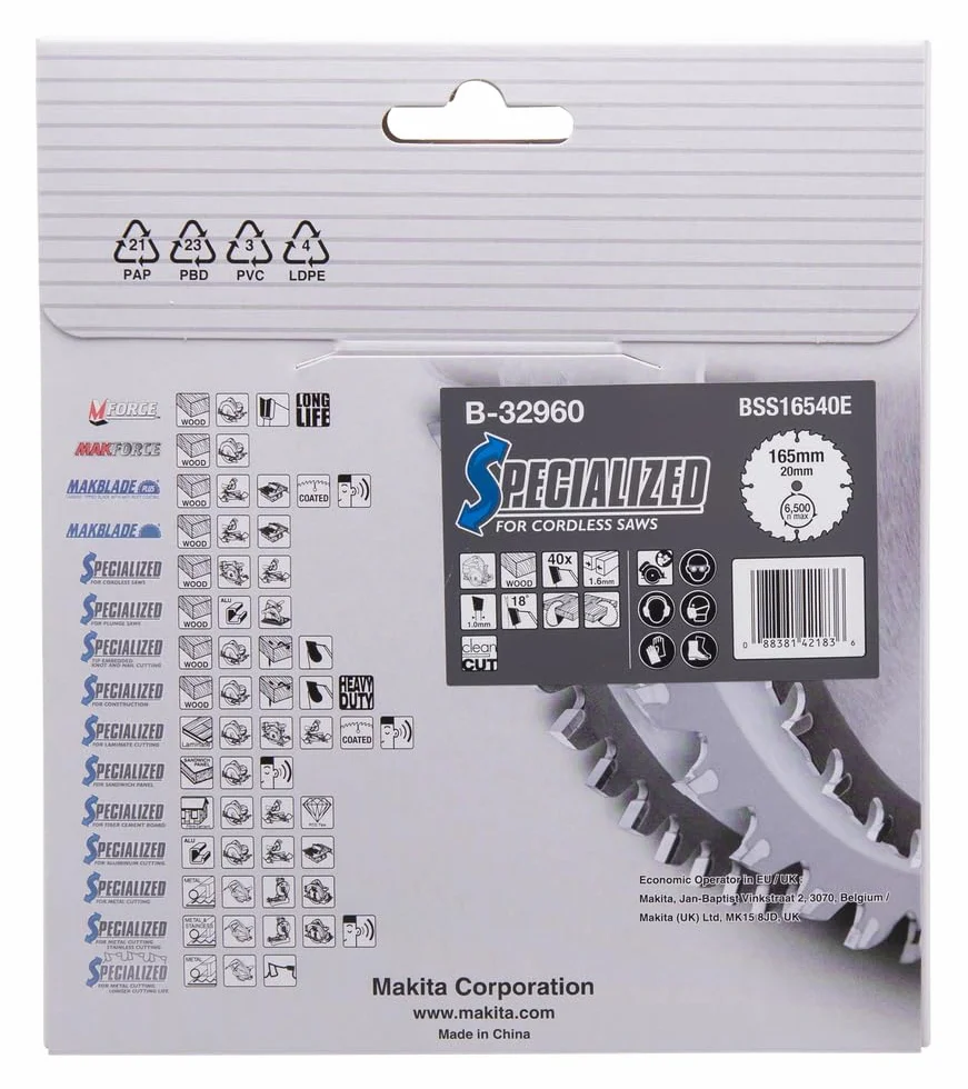 Makita brzeszczot piły 165 x 20 mm 40Z B-32960