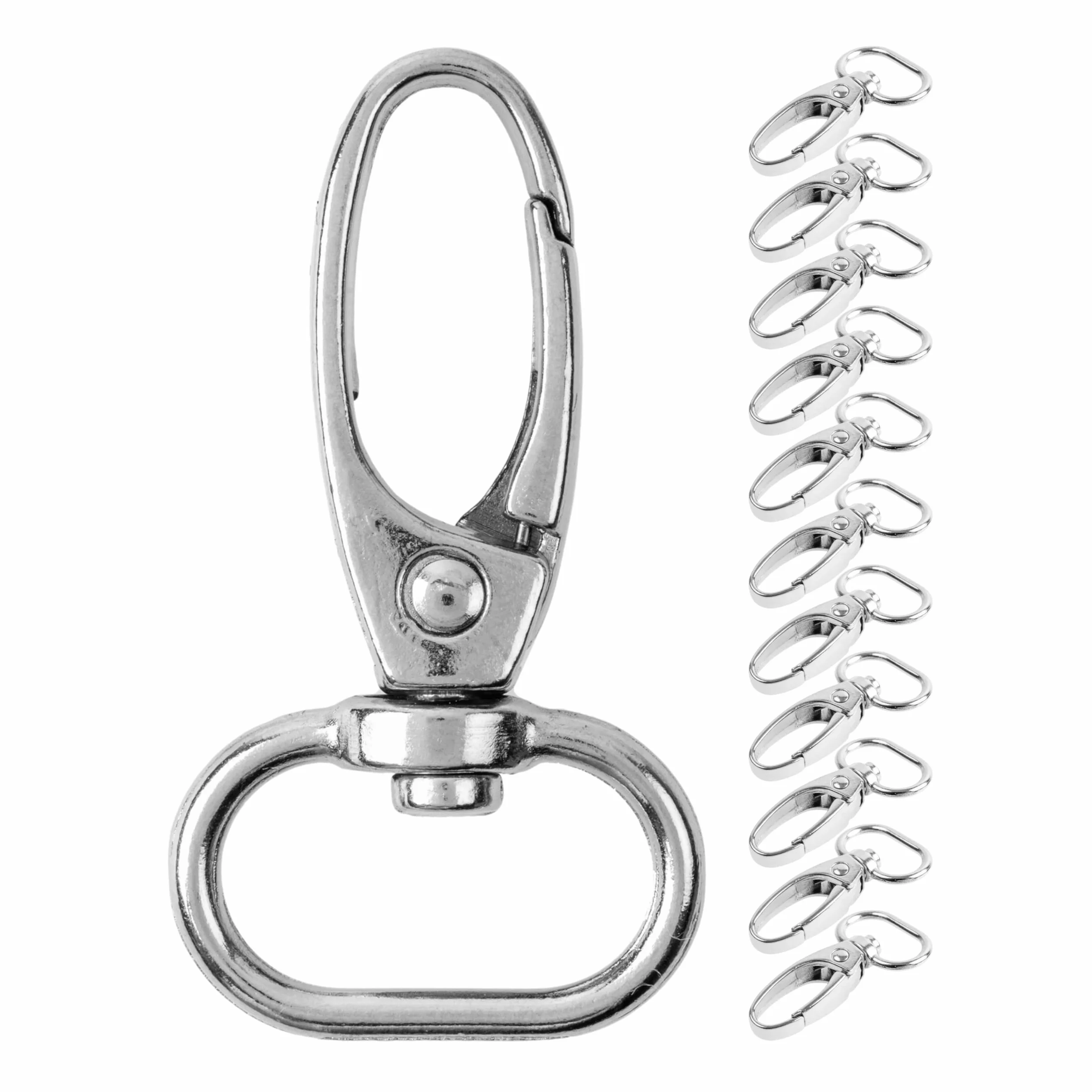 Metalowy karabińczyk z zamknięciem obrotowym 360° 12 sztuk pierścień D 15 mm