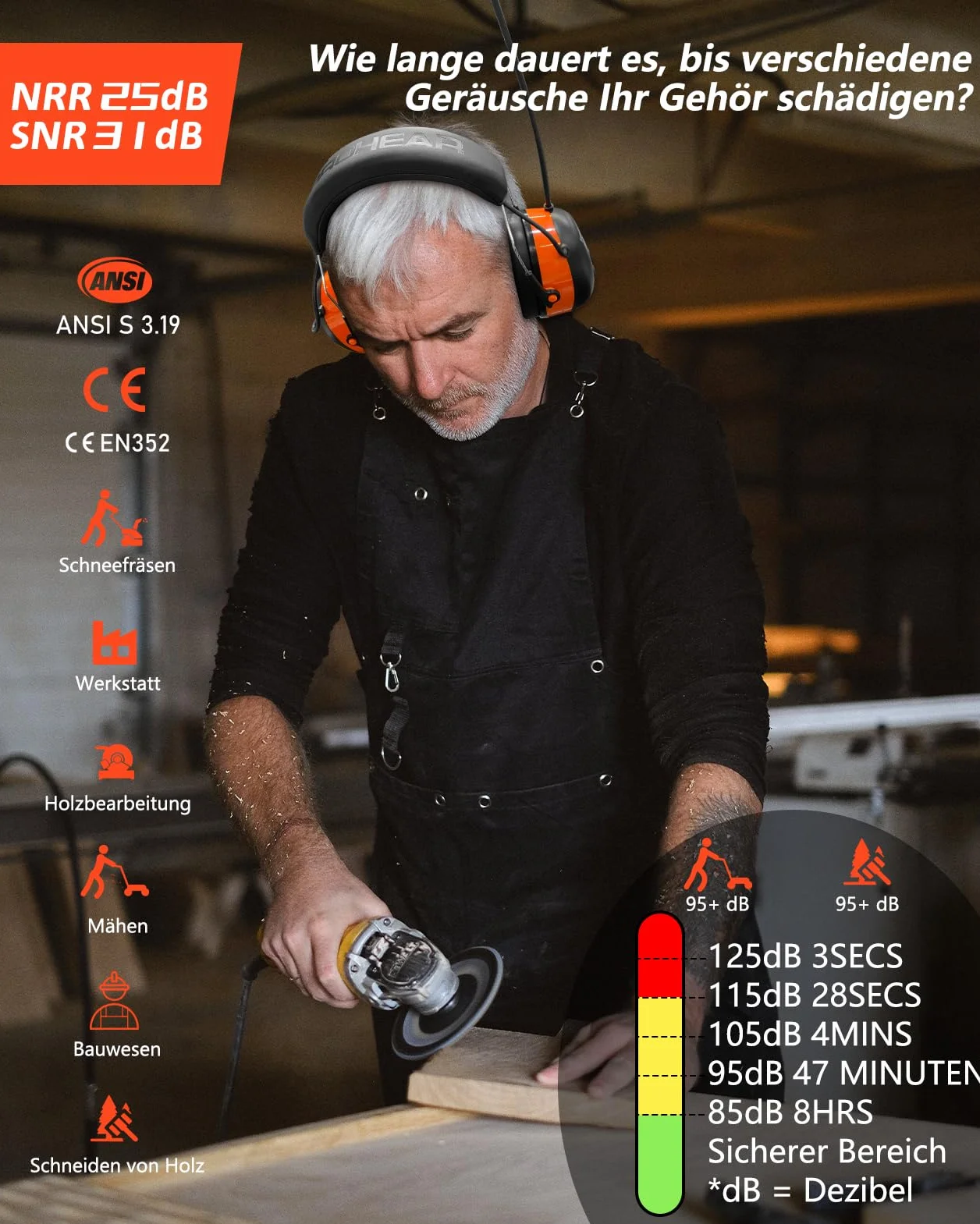 PROHEAR 033A Nauszniki z radiem DAB+ Bluetooth FM, słuchawki z redukcją hałasu SNR 31 dB