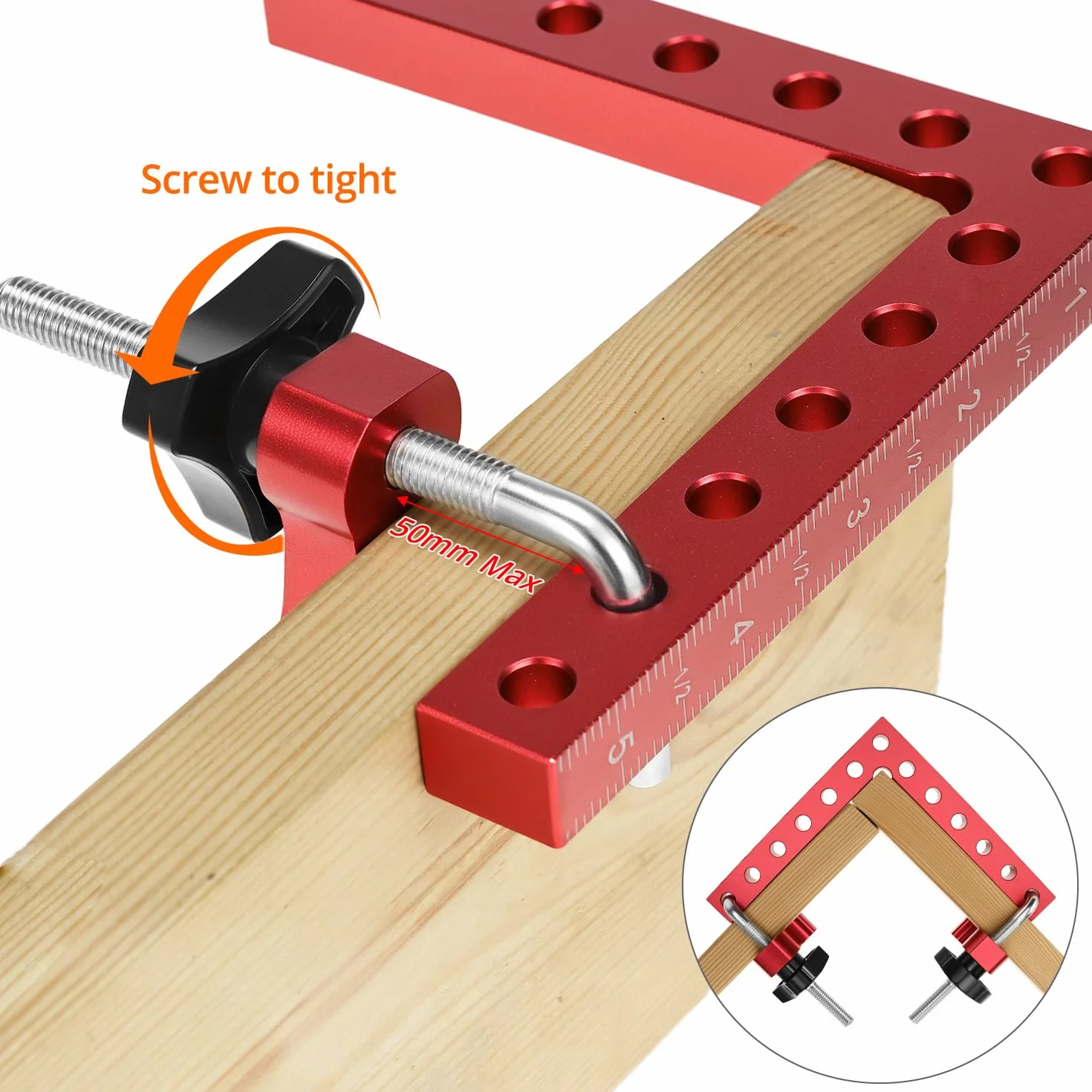 QWORK Zestaw 2 Pozycjonowanie 90 stopni Kwadratowe zaciski kątowe ze stopu aluminium 140mm