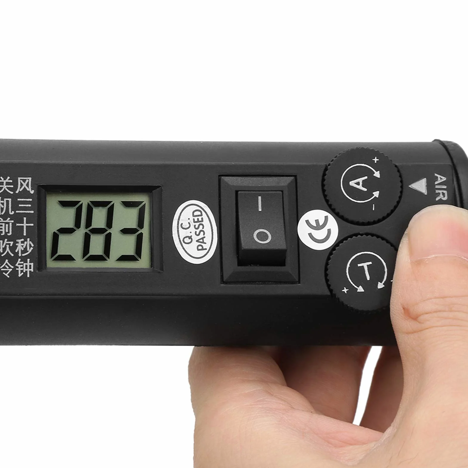 Varmluftspistol 450W justerbar LCD-display avlödningsstation med 4 munstycken