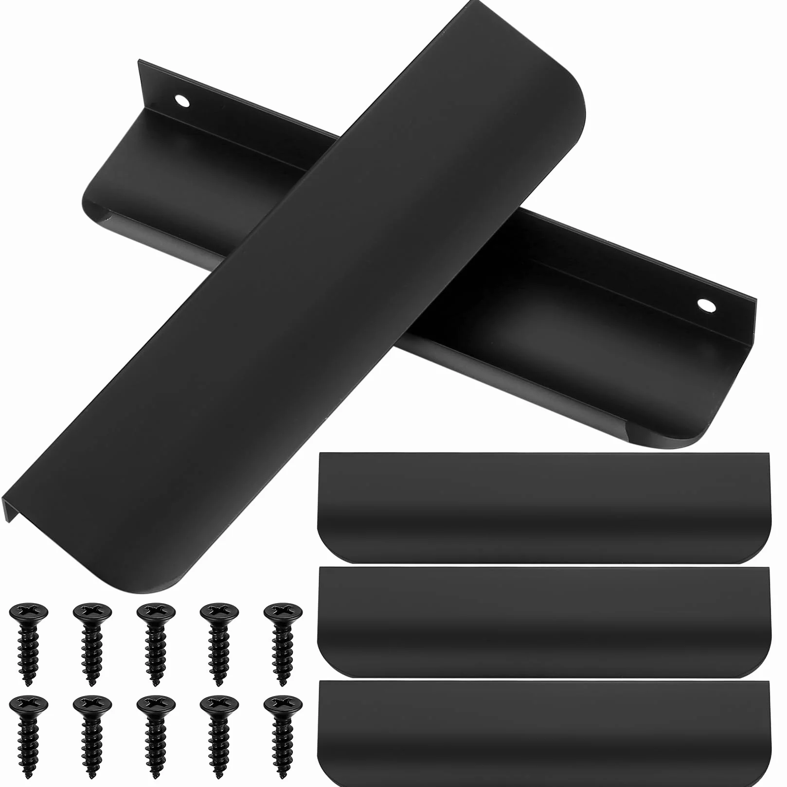 Czarne Uchwyty Meblowe 150mm Ukryte Uchwyty Szafkowe Stop Aluminium 5 sztuk