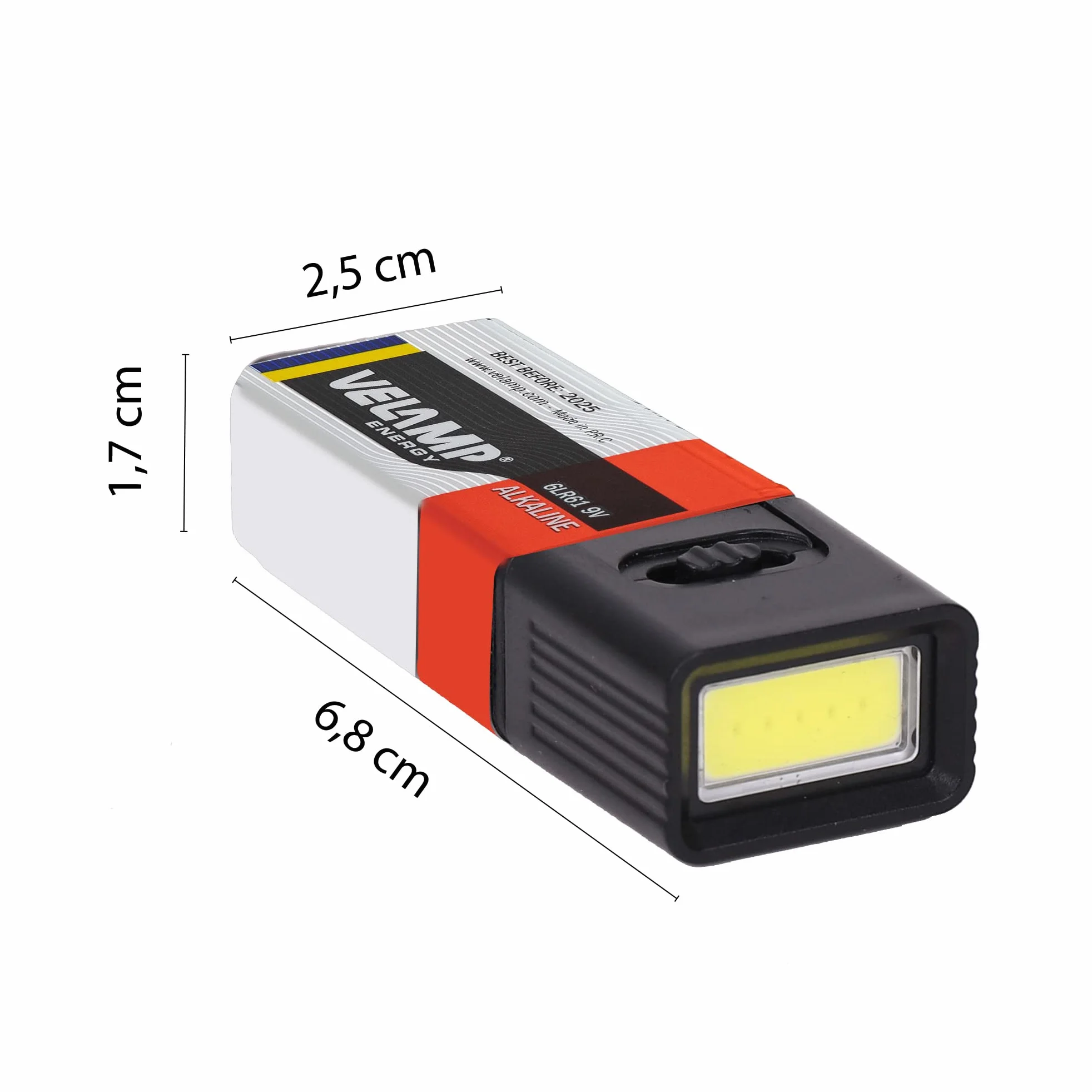 SNICKER Latarka LED COB 50 lumenów z baterią 9 V