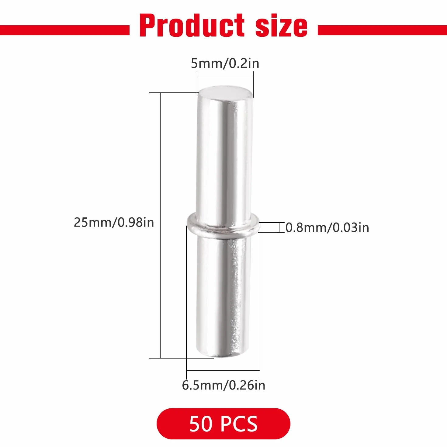YIXISI 50 Sztuk Kołków Półkowych 25x5 mm do Szafek Kuchennych