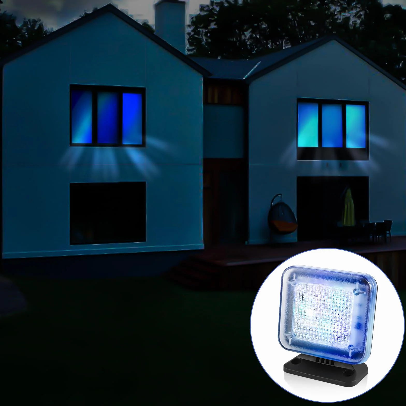 Symulator TV z 12 diodami LED, 3 programy, programator czasowy, energooszczędny, z adapterem sieciowym