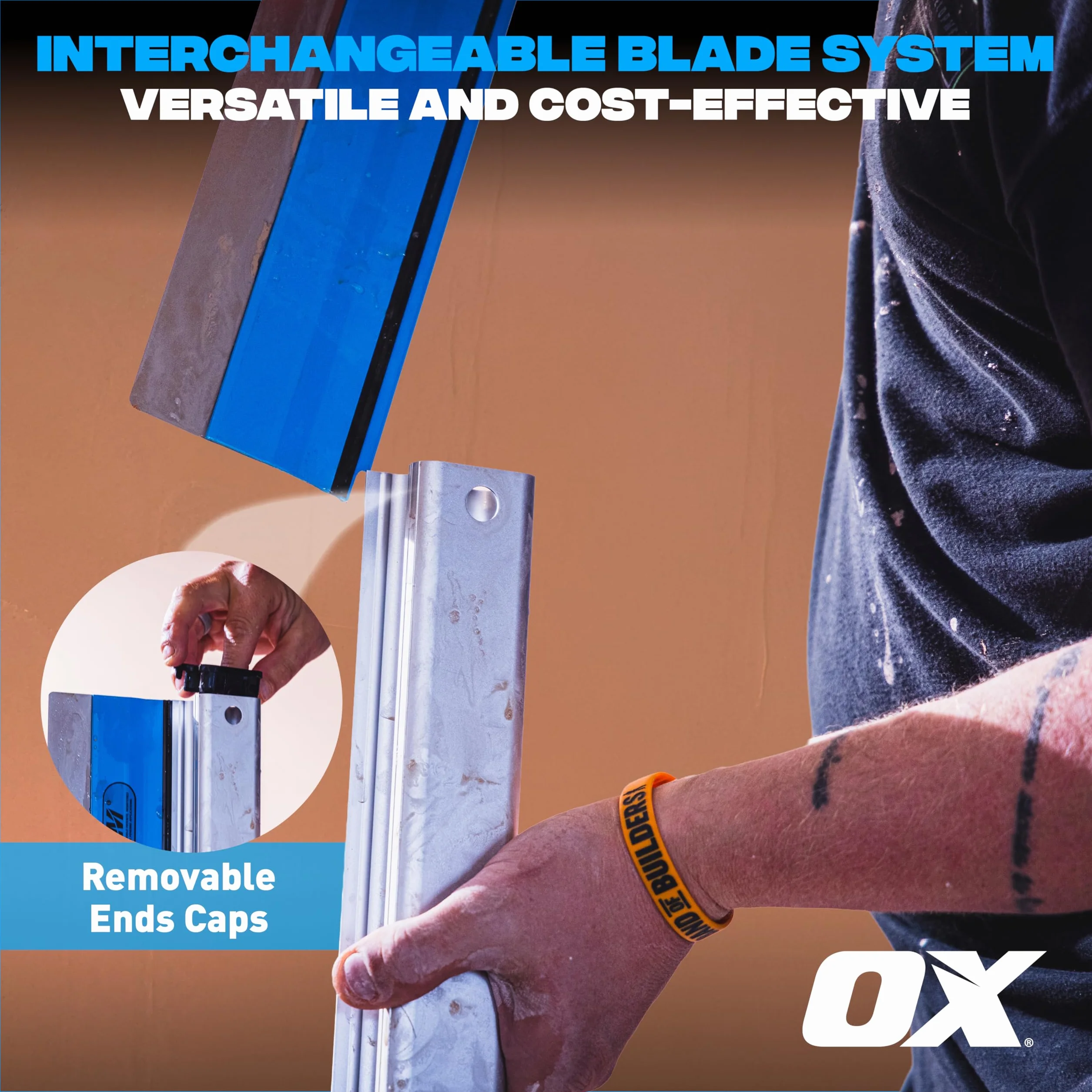 OX Speedskim SF 600 mm Plaster Skimming Finishing Rule ze stali nierdzewnej i wytłaczany aluminiowy uchwyt