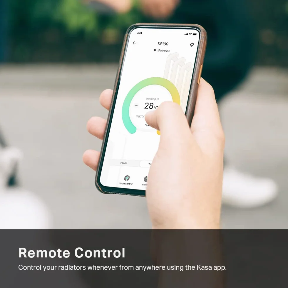TP-Link Kasa Inteligentny termostat do grzejnika, inteligentny zawór grzejnika, oszczędność energii, wyświetlacz LED, inteligentny harmonogram, współpracuje z Alexa i Google Home, łatwy montaż (KE100)