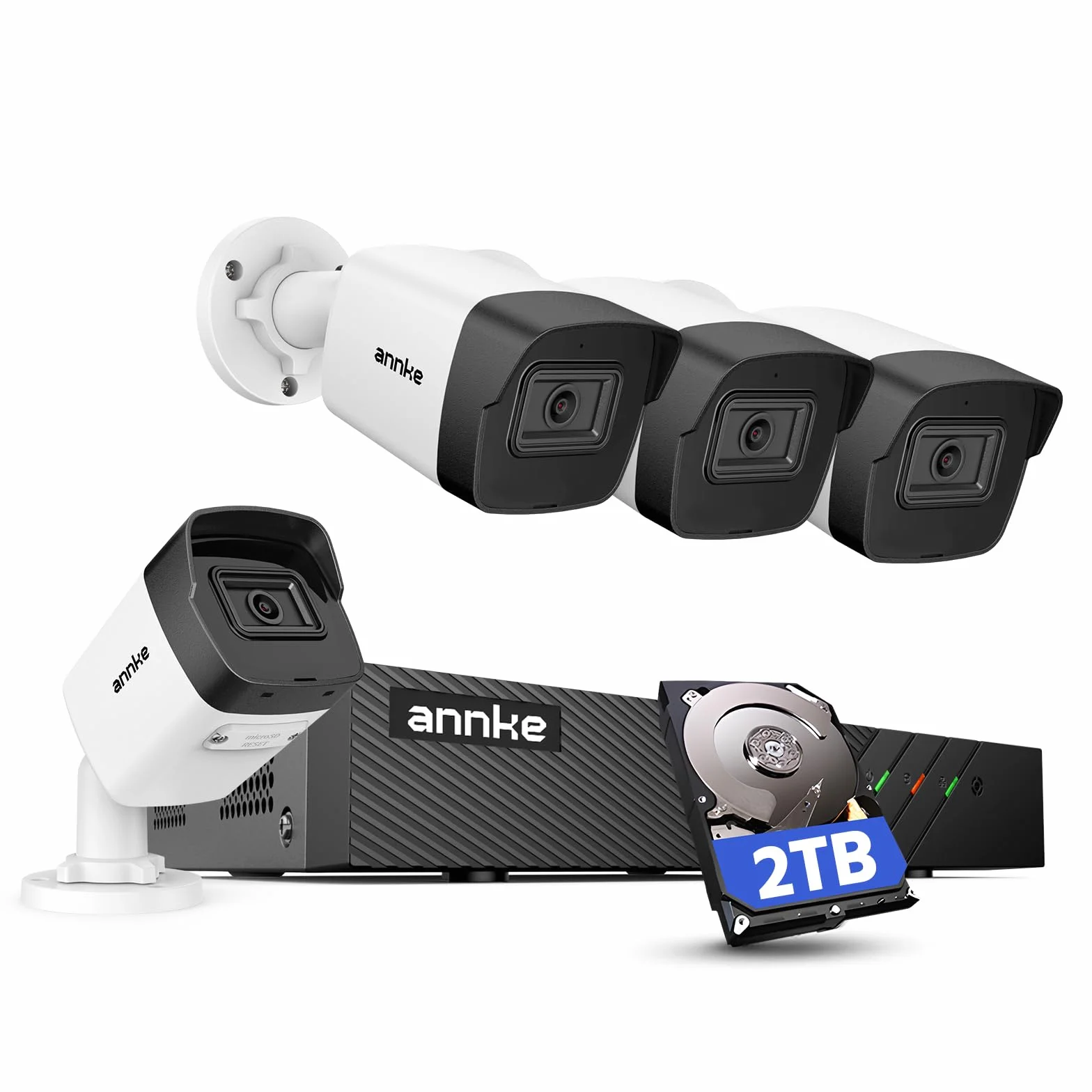 ANNKE Zestaw 5 MP PoE Kamera IP do Monitoringu Zewnętrznego 8CH H.265+ NVR 2TB HDD IP67
