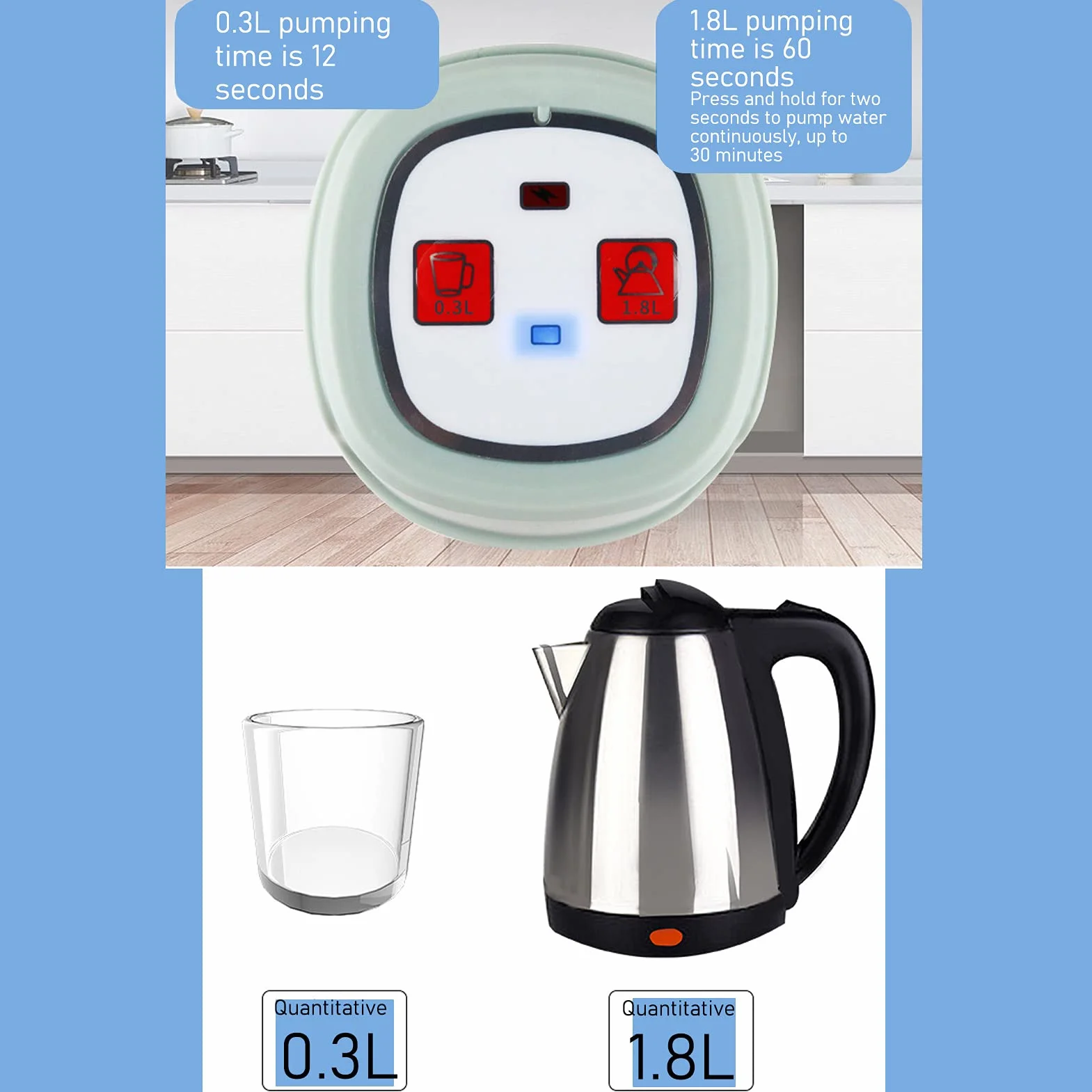 Automatyczna pompa dozownika do butelek na wodę pitną 0,3L 1,8L 2 poziomy regulacji