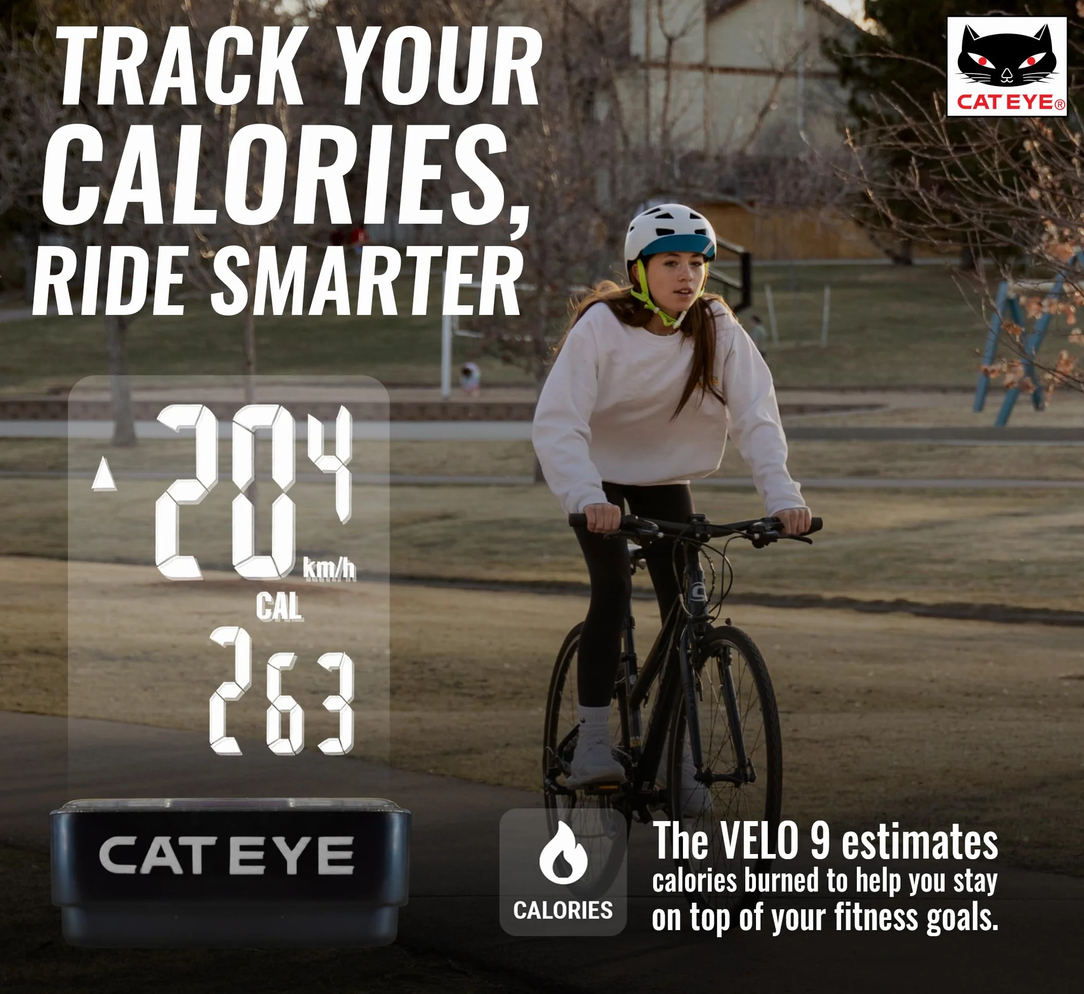 Cateye, Velo 9 Black Unisex Computer Adult, czarny (czarny), m