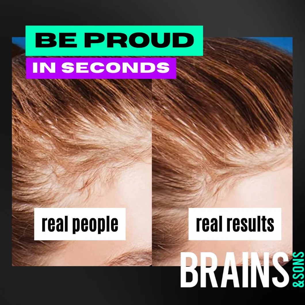 Brains & Son Produkt w proszku do zagęszczania włosów z natychmiastowym efektem, do zastosowania w przypadku zakoli, wypadania włosów i przerzedzonych włosów, puder do włosów, 25 g (siwy)