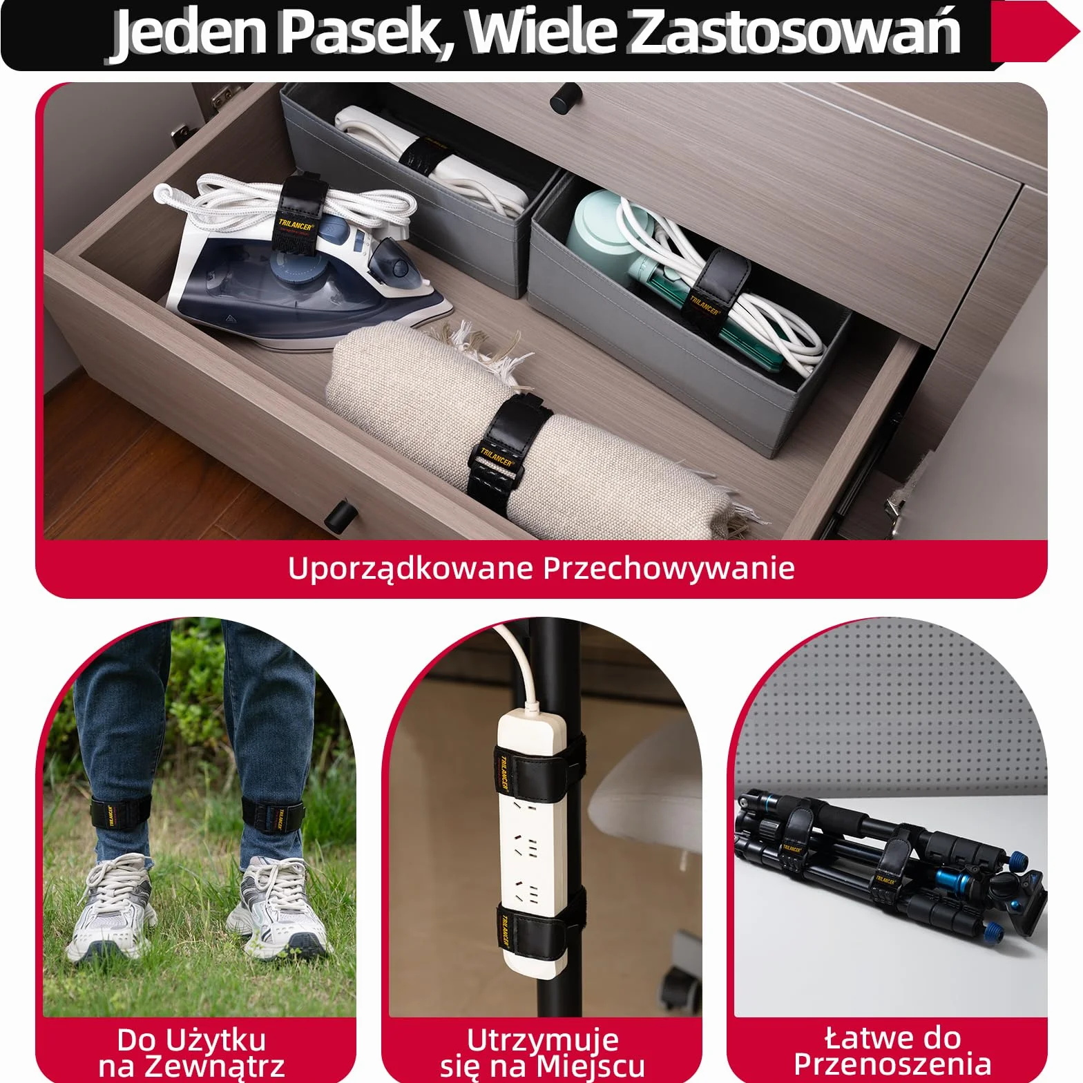 Trilancer Paski zaciskowe elastyczne antypoślizgowe 30 cm 8 szt