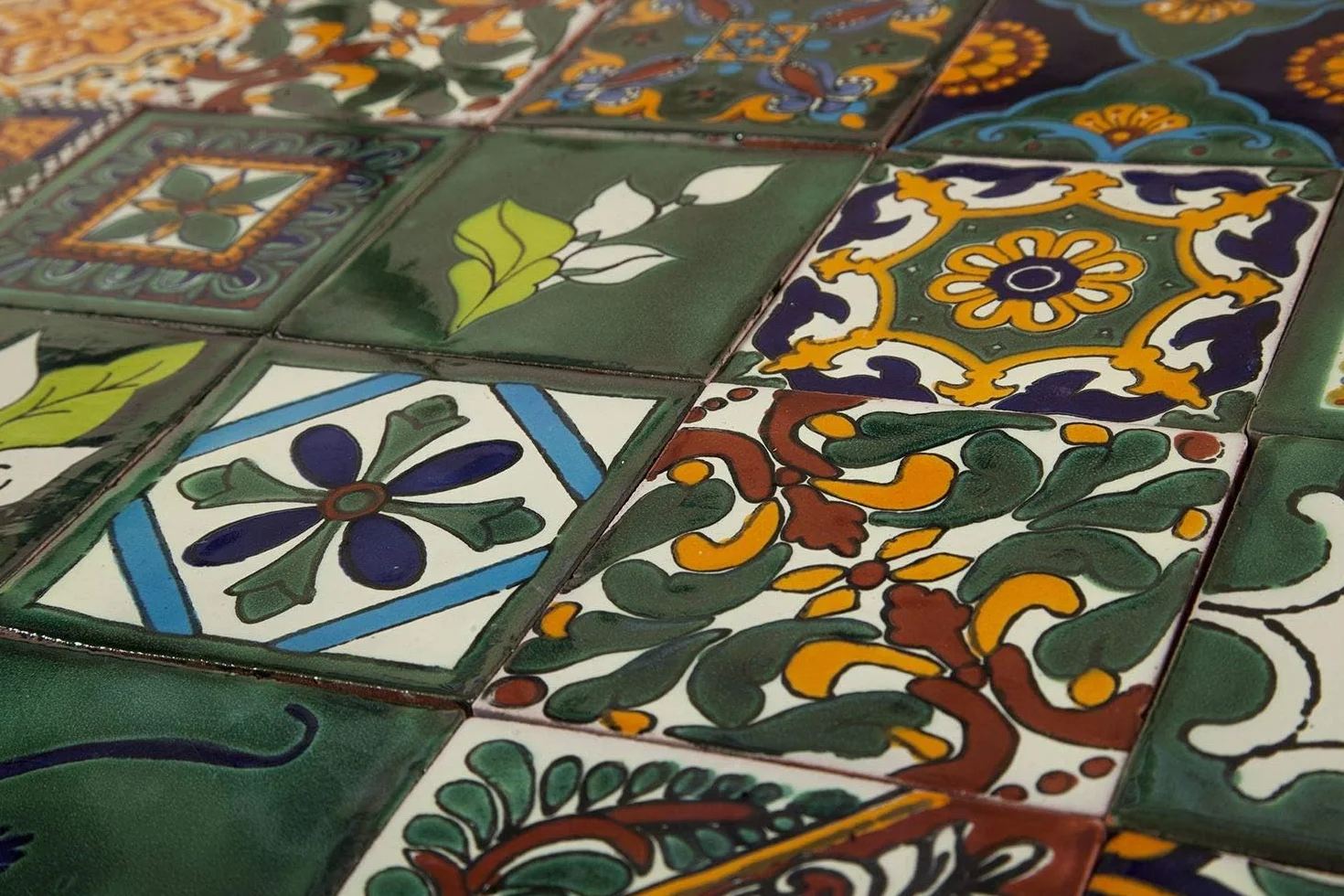 Talavera płytki meksykańskie Verde - 30 meksykańskich płytek 10 x 10 cm, płytki łazienkowe i kuchenne, dekoracja łazienki, prysznica, schodów, tylna ścianka kuchenna