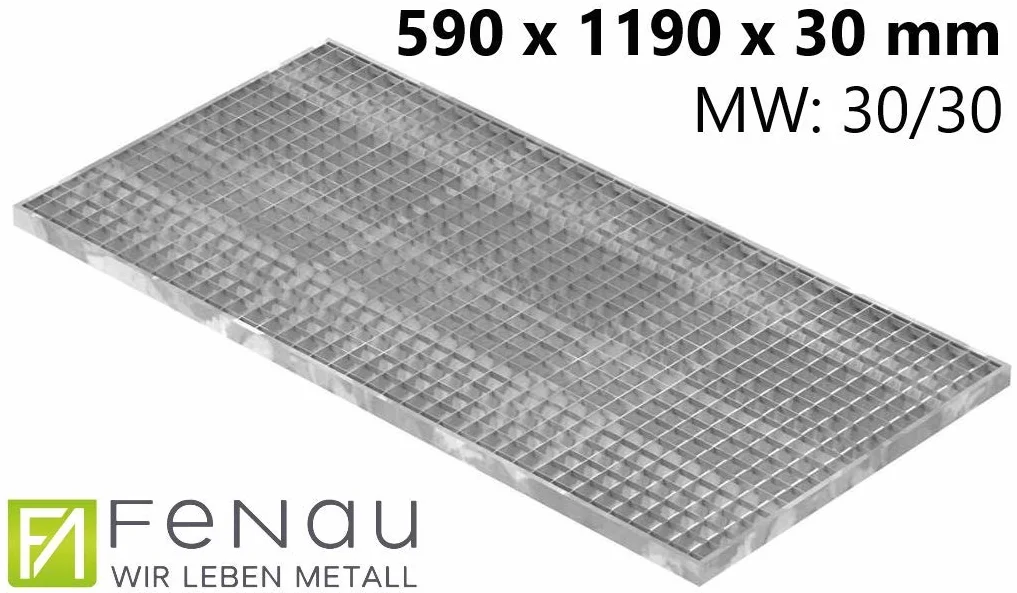 Fenau ruszt kratowy ocynkowany 590 x 1190 x 30 mm 30/30 mm do studni świetlnej